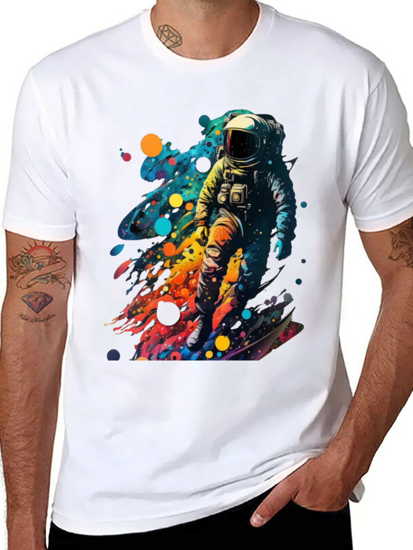 Astronaut Splash Black T-Shirt
