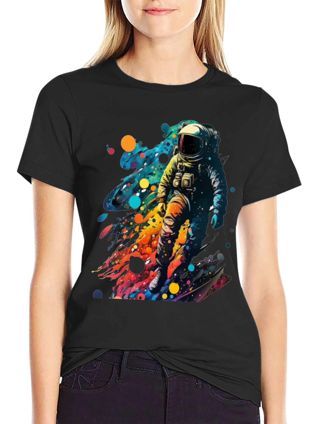 Astronaut Splash Black T-Shirt