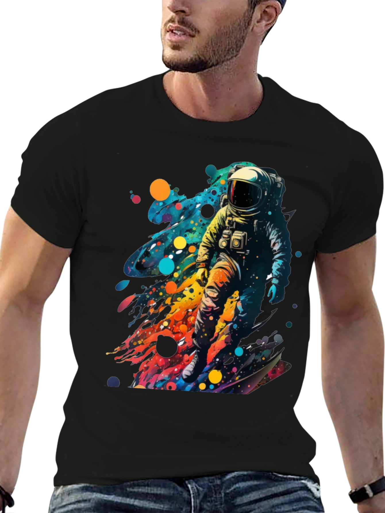 Astronaut Splash Black T-Shirt