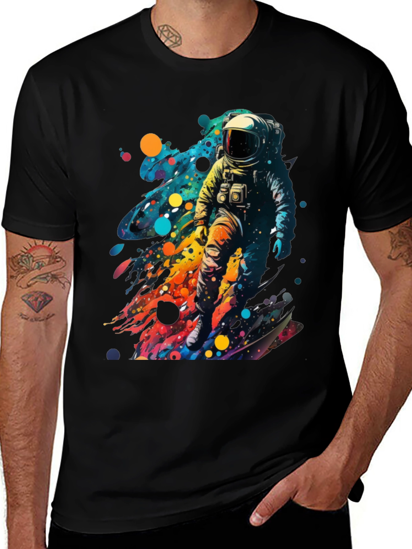 Astronaut Splash Black T-Shirt