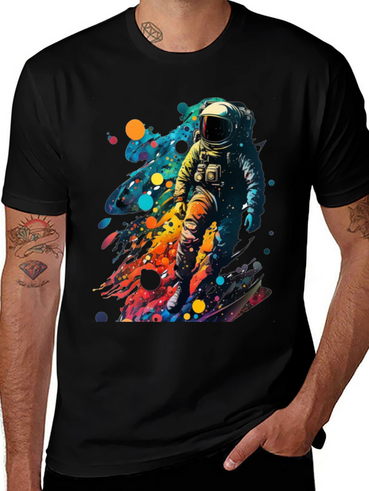 Astronaut Splash Black T-Shirt