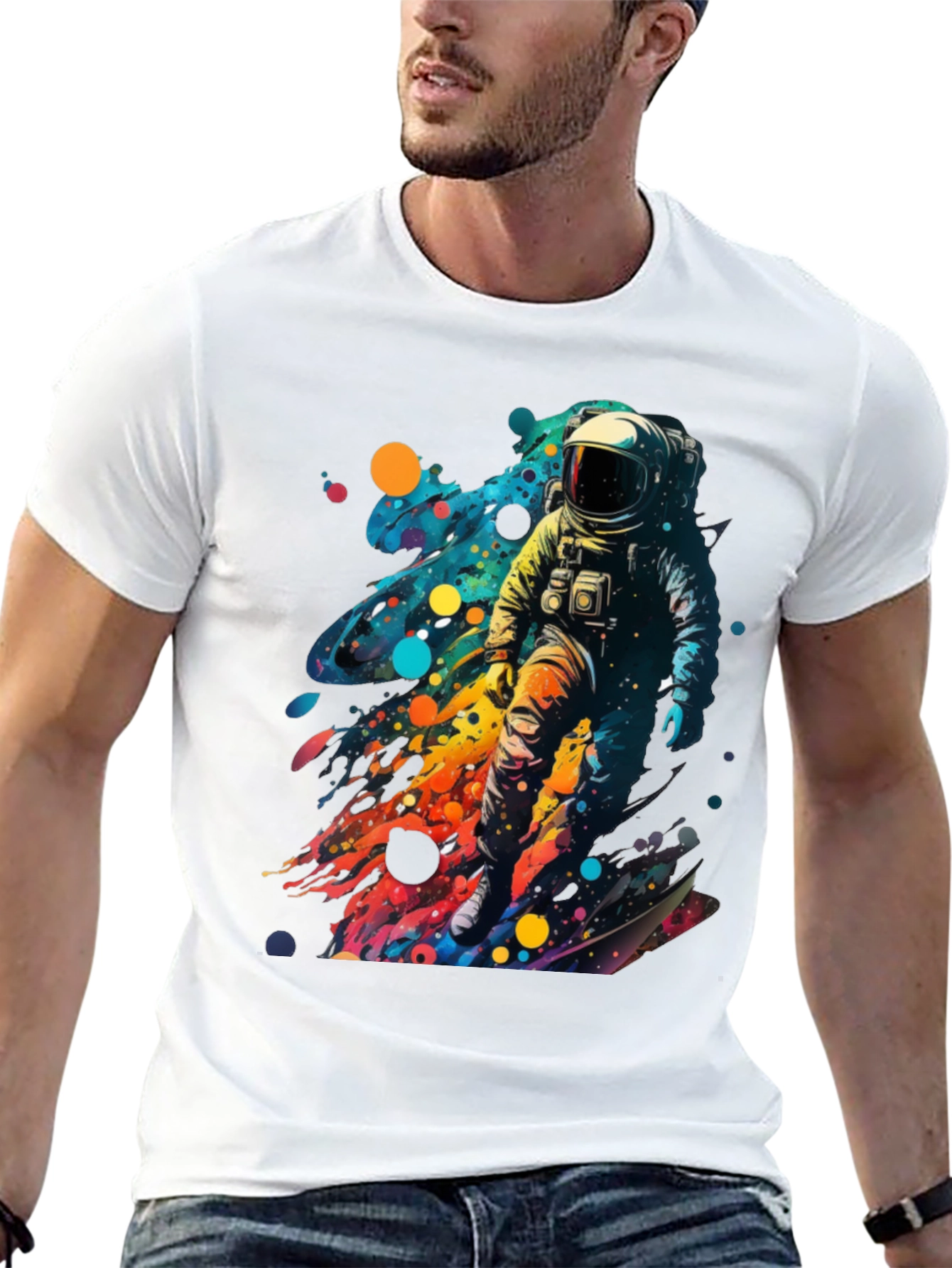 Astronaut Splash Black T-Shirt