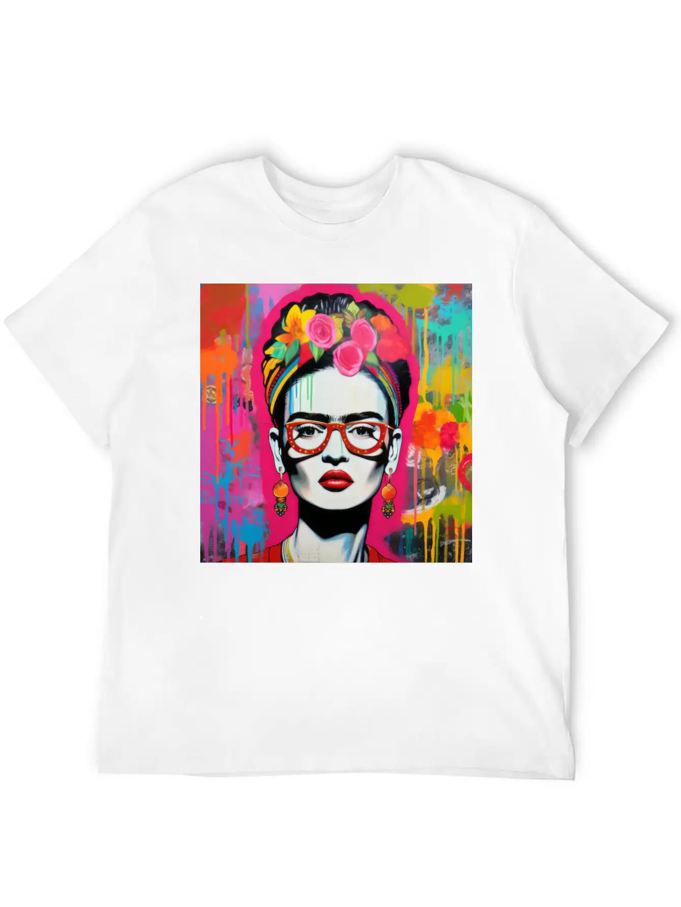 Frida Kahlo Style Urban Art Colorfull Graffiti Unisex Casual T-Shirt – Clean Design For Daily Comfort