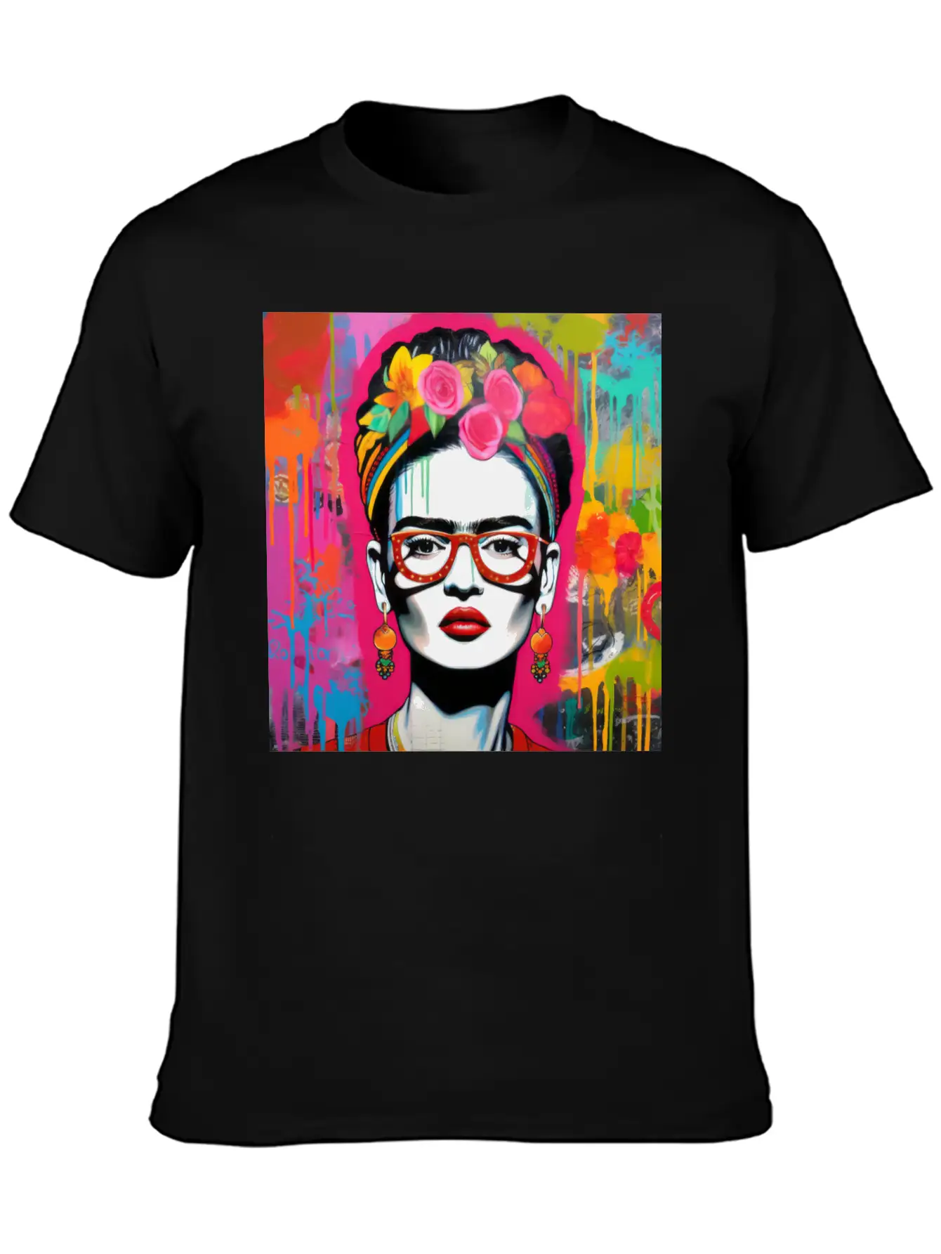 Frida Kahlo Style Urban Art Colorfull Graffiti Unisex Casual T-Shirt – Clean Design For Daily Comfort