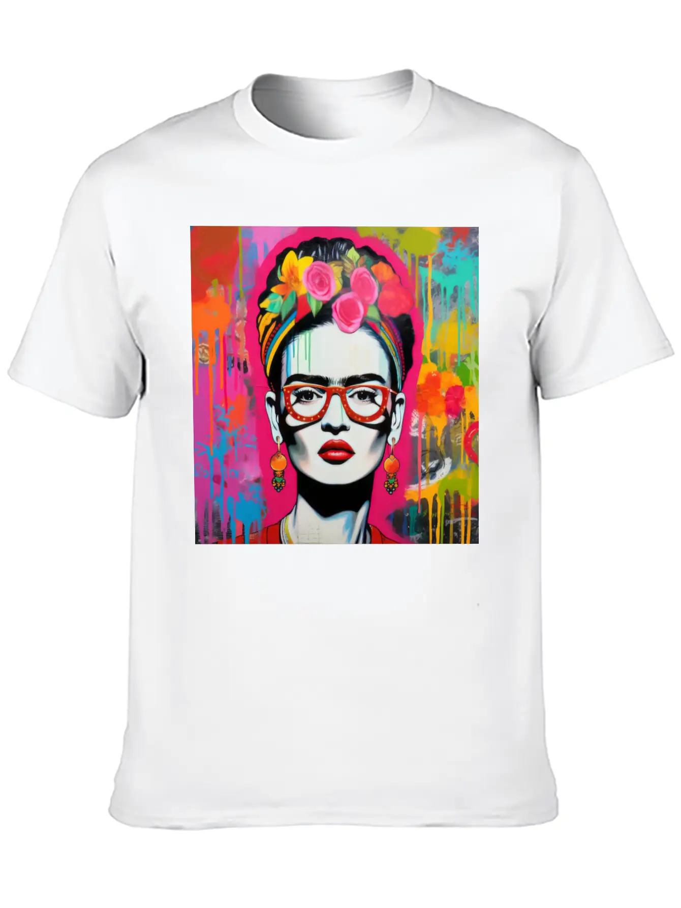 Frida Kahlo Style Urban Art Colorfull Graffiti Unisex Casual T-Shirt – Clean Design For Daily Comfort