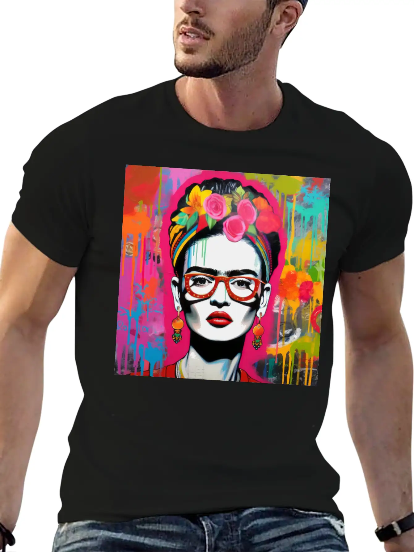 Frida Kahlo Style Urban Art Colorfull Graffiti Unisex Casual T-Shirt – Clean Design For Daily Comfort