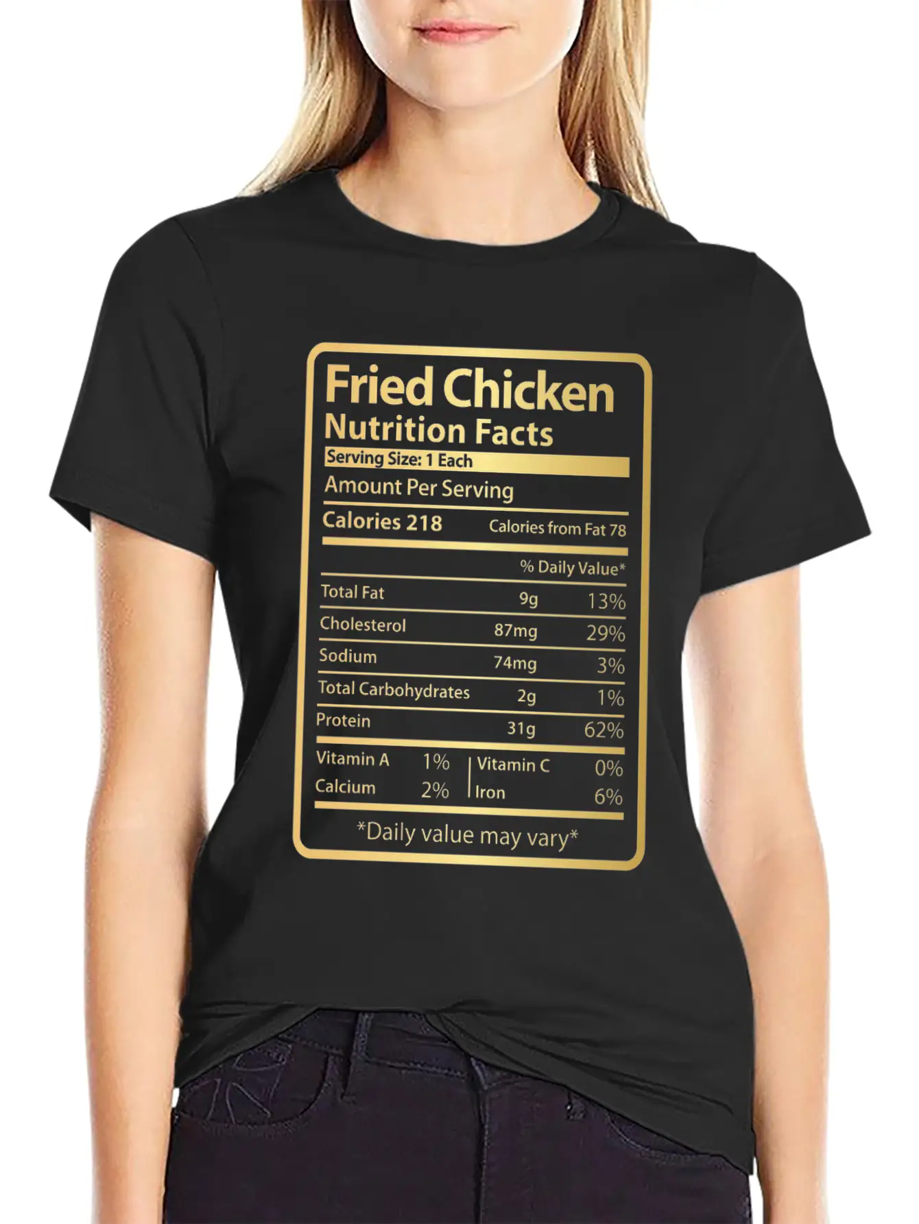 Fried Chicken Funny Nutrition Facts Unisex Short Sleeve Soft Cotton T-Shirt – Casual Everyday Wear