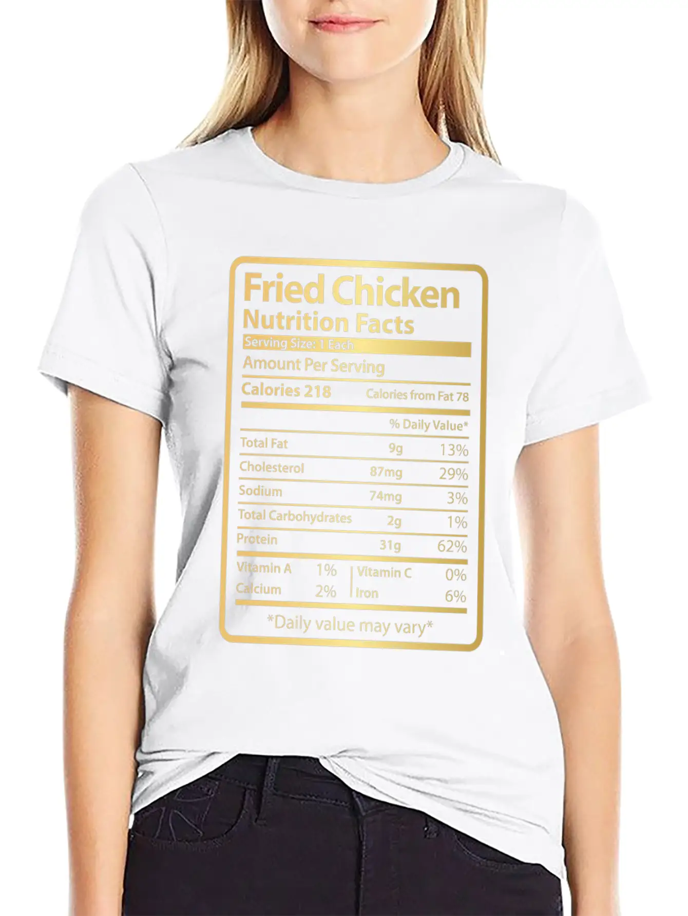Fried Chicken Funny Nutrition Facts Unisex Short Sleeve Soft Cotton T-Shirt – Casual Everyday Wear