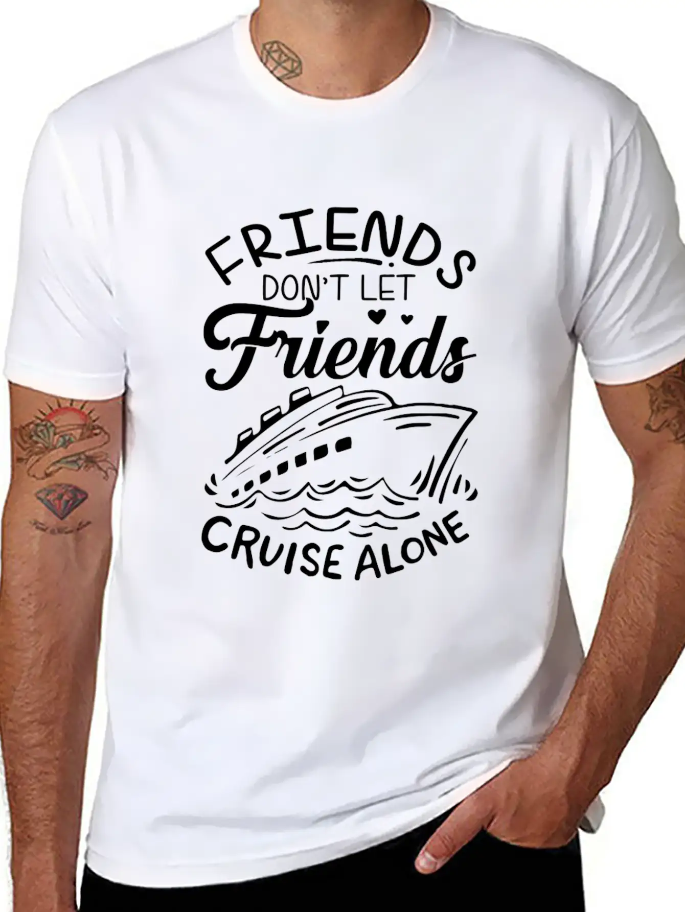Friends Don't Let Friends Cruise Alone Cruise Ship Unisex Short Sleeve Soft Cotton T-Shirt – Casual Everyday Wear