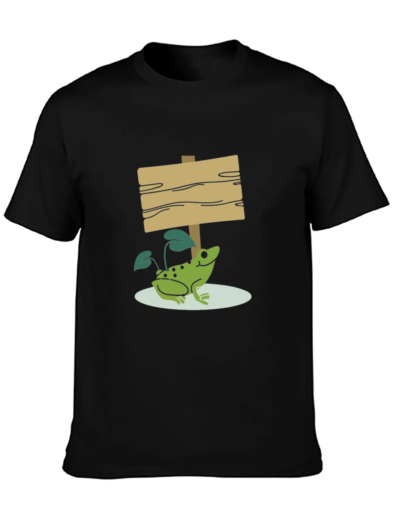 Frog With Sign -Write Your Own Custom Text Message Unisex Casual T-Shirt – Clean Design For Daily Comfort