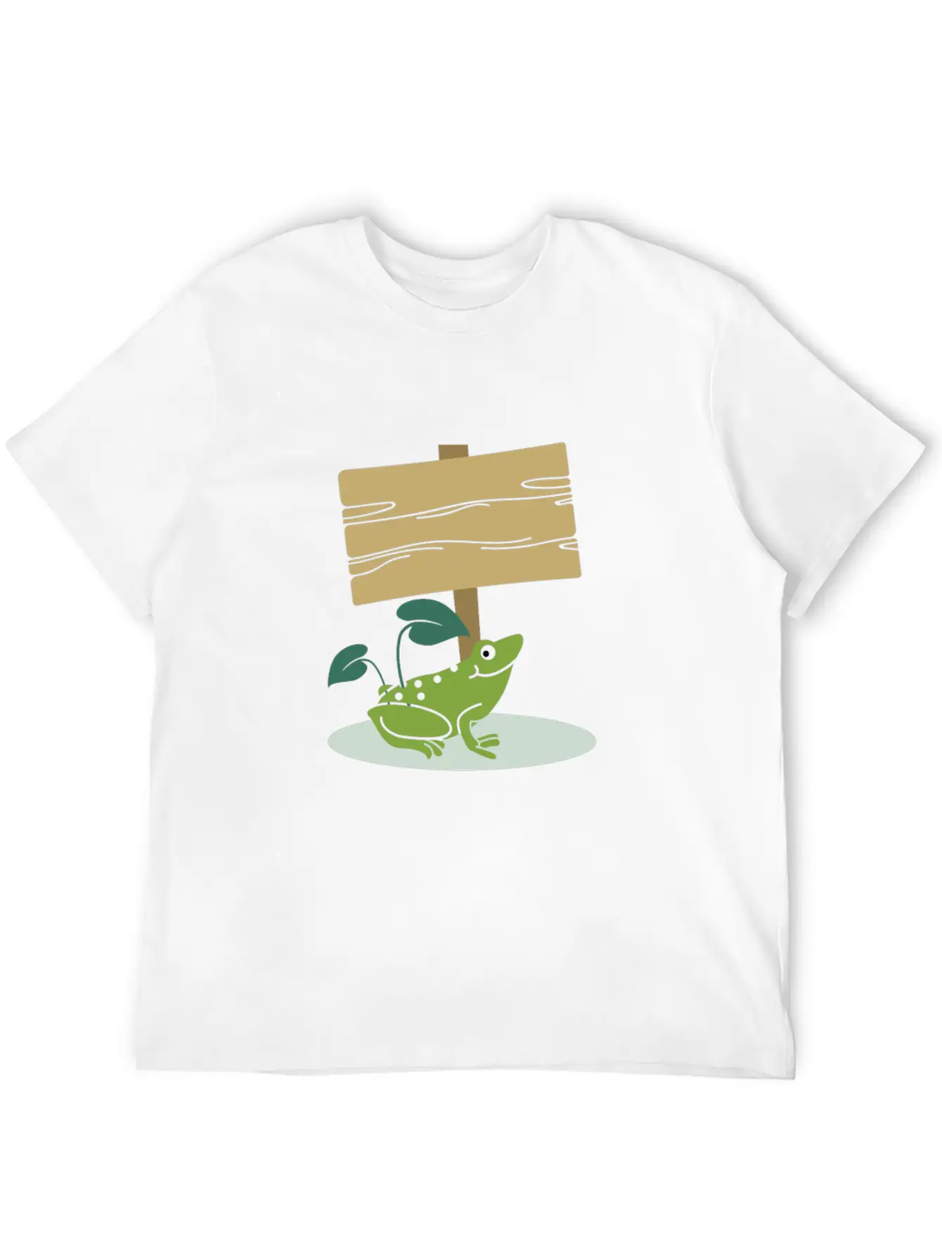 Frog With Sign -Write Your Own Custom Text Message Unisex Casual T-Shirt – Clean Design For Daily Comfort