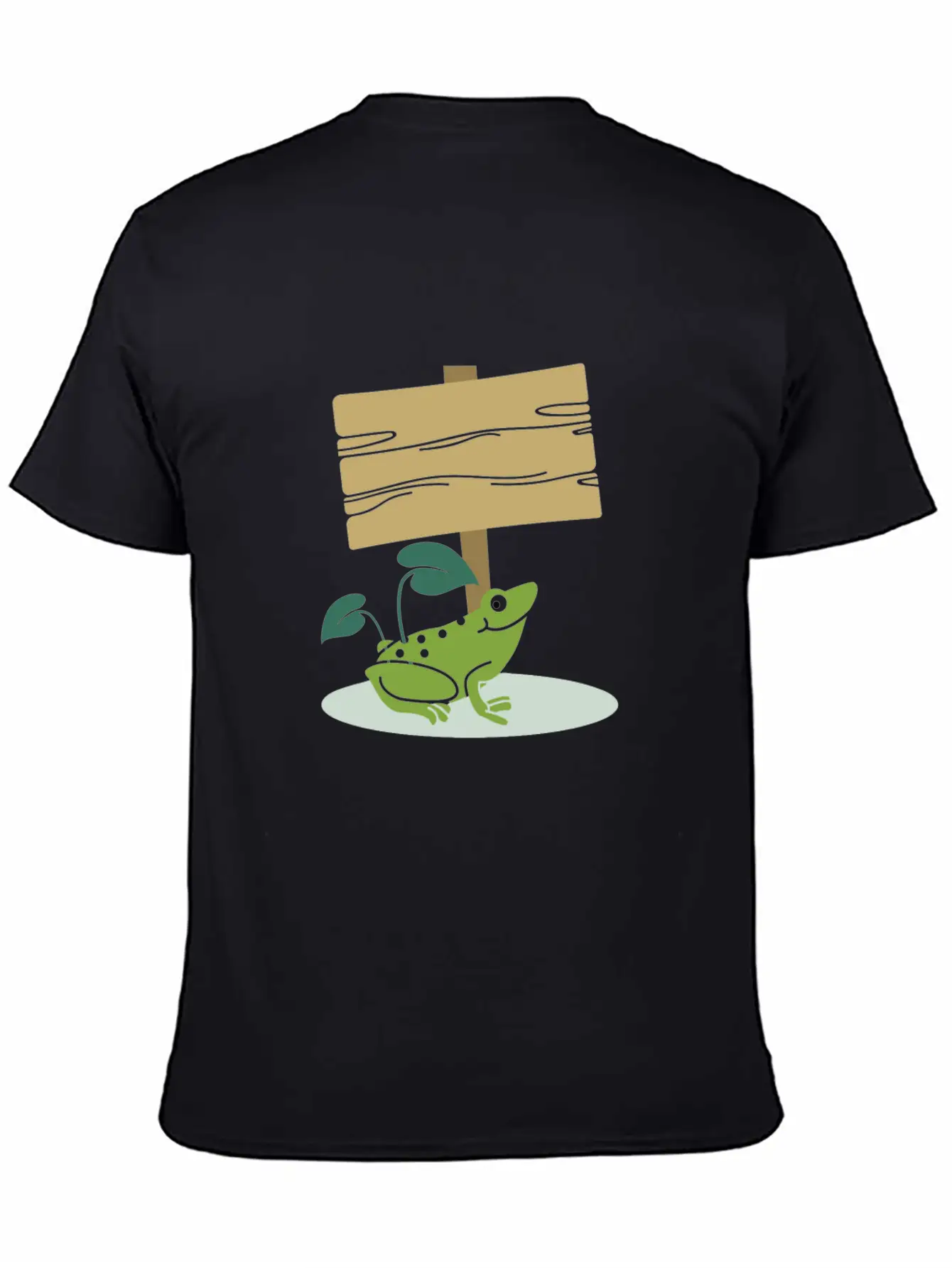 Frog With Sign -Write Your Own Custom Text Message Unisex Casual T-Shirt – Clean Design For Daily Comfort