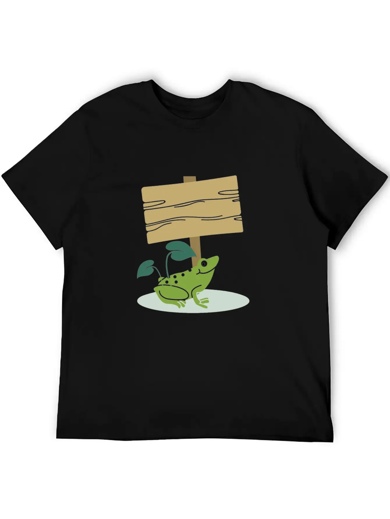 Frog With Sign -Write Your Own Custom Text Message Unisex Casual T-Shirt – Clean Design For Daily Comfort