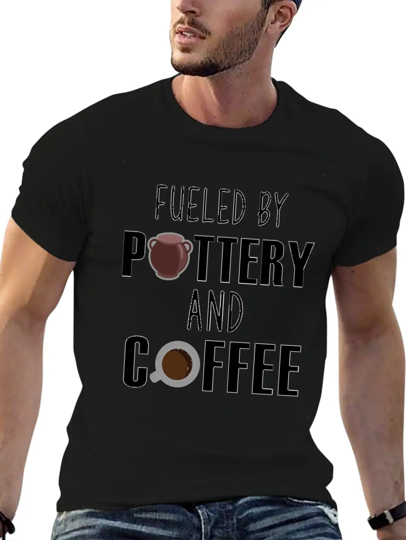 Fueled By Pottery And Coffee Lover Potters Gift Comfortable Minimalist Graphic Tee – Summer Style Essential