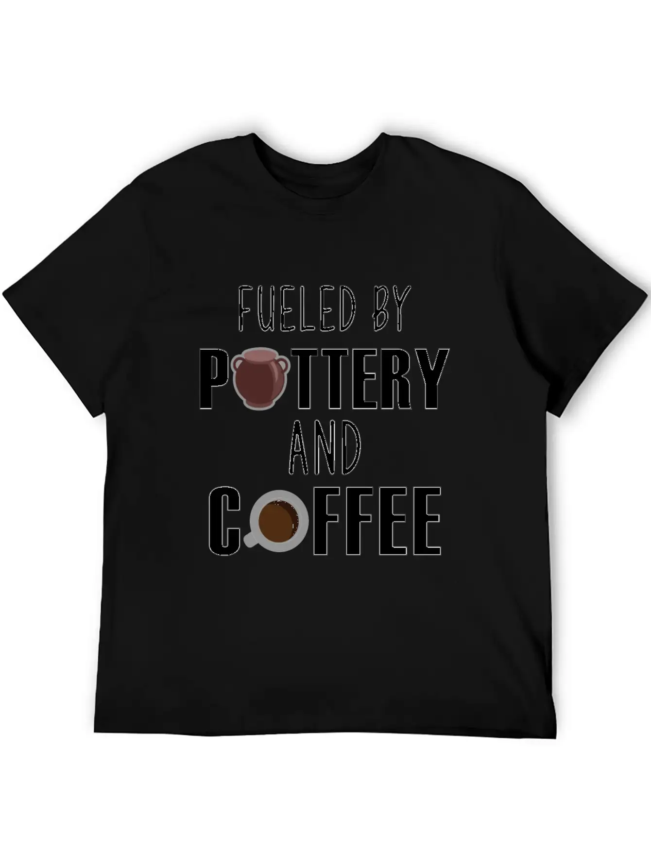 Fueled By Pottery And Coffee Lover Potters Gift Comfortable Minimalist Graphic Tee – Summer Style Essential