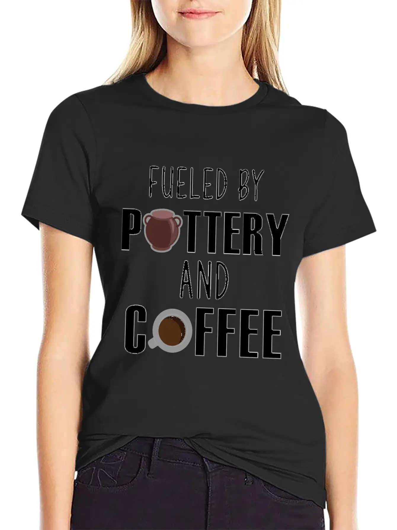 Fueled By Pottery And Coffee Lover Potters Gift Comfortable Minimalist Graphic Tee – Summer Style Essential
