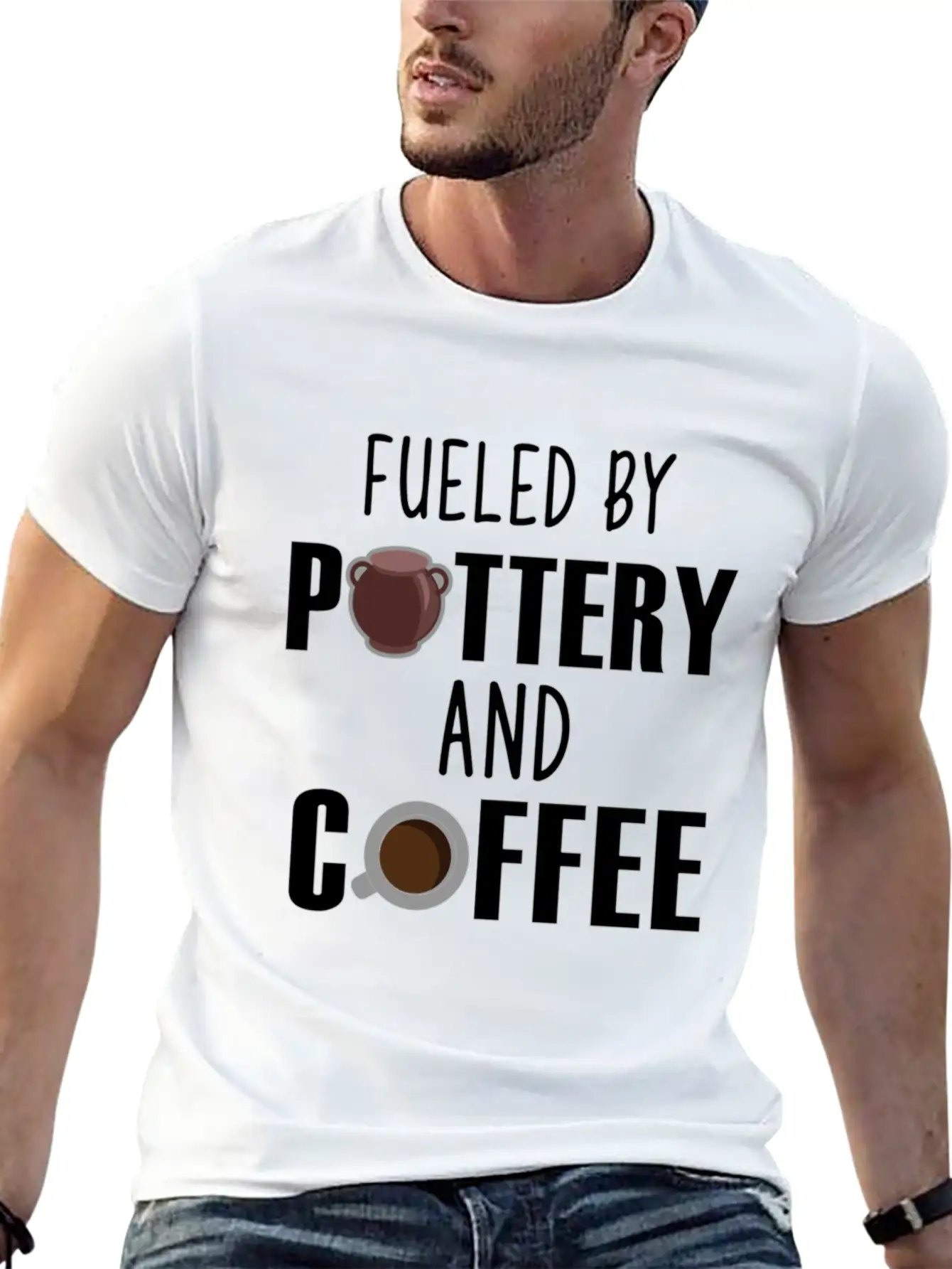 Fueled By Pottery And Coffee Lover Potters Gift Comfortable Minimalist Graphic Tee – Summer Style Essential