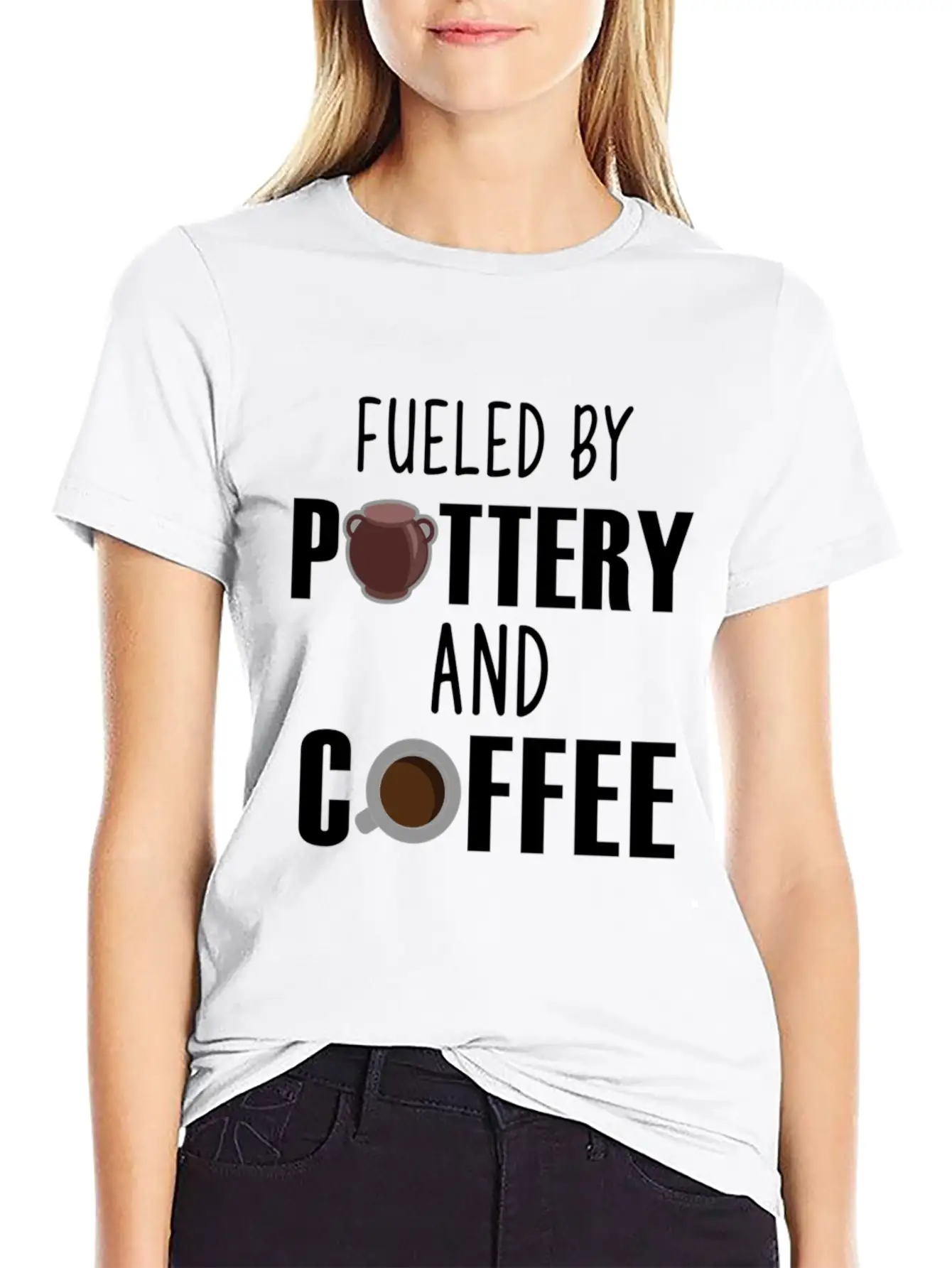 Fueled By Pottery And Coffee Lover Potters Gift Comfortable Minimalist Graphic Tee – Summer Style Essential