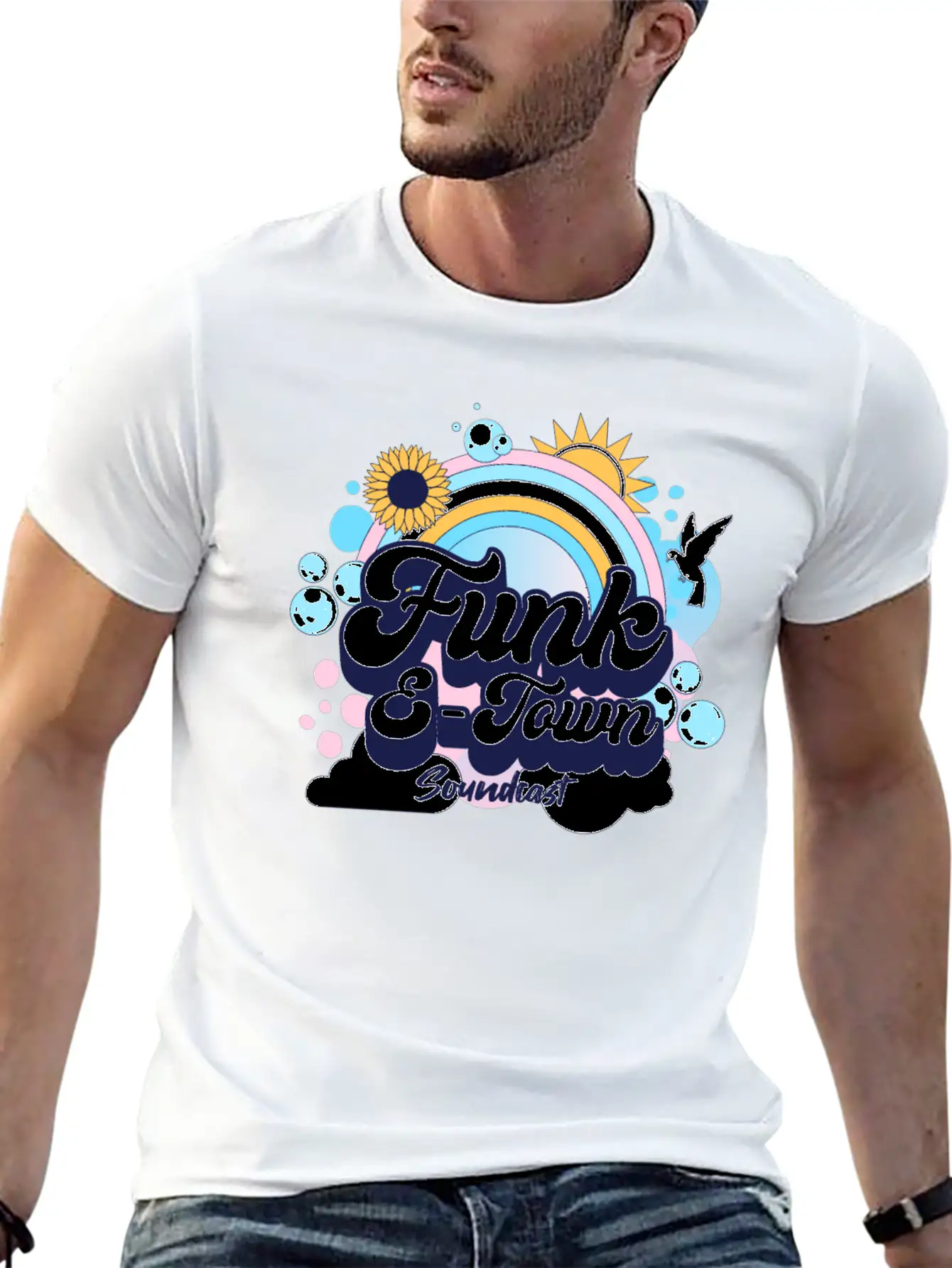 FUNK E-TOWN SOUNDCAST (darker Logo) Comfortable Minimalist Graphic Tee – Summer Style Essential