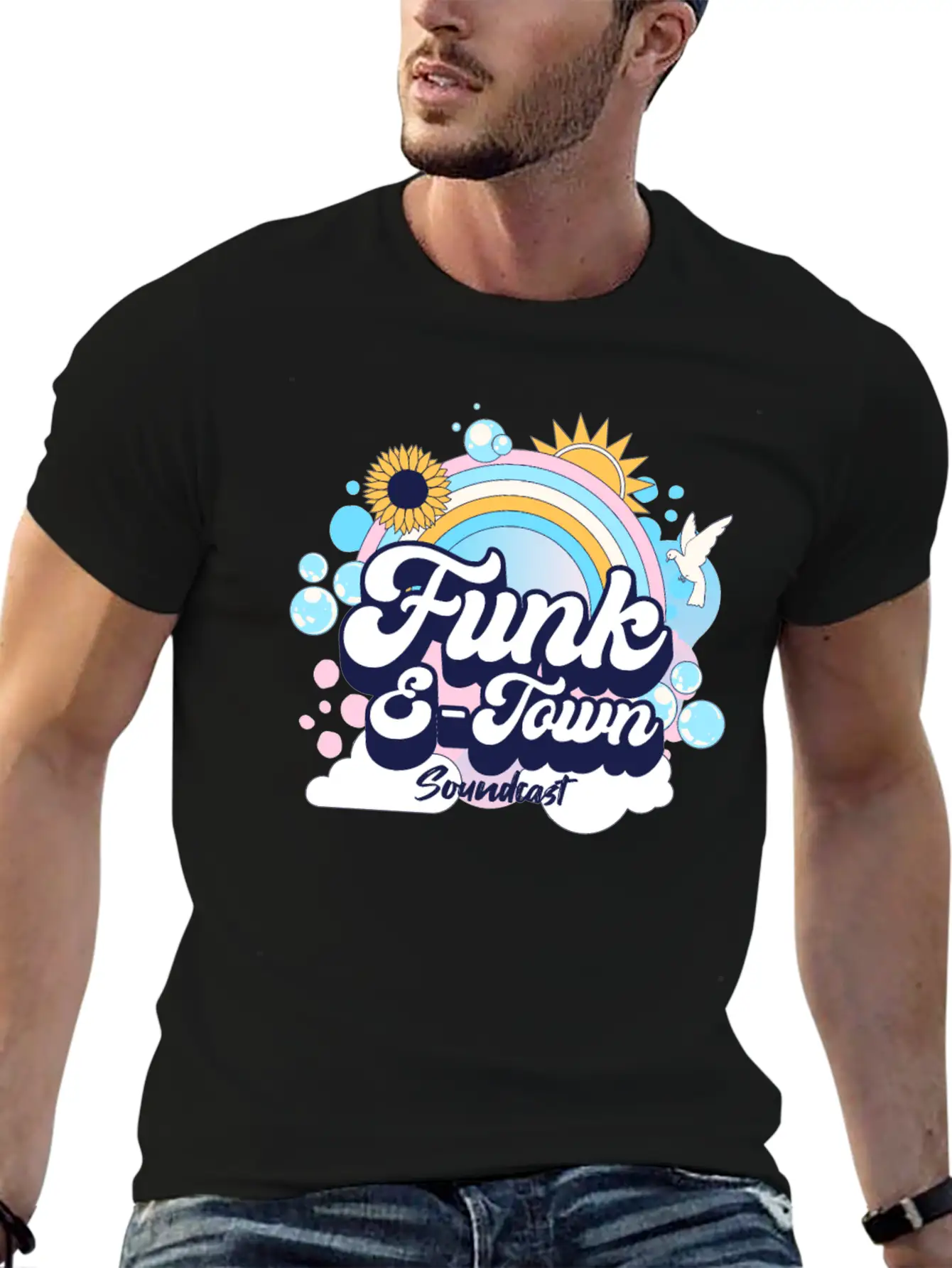 FUNK E-TOWN SOUNDCAST (darker Logo) Comfortable Minimalist Graphic Tee – Summer Style Essential