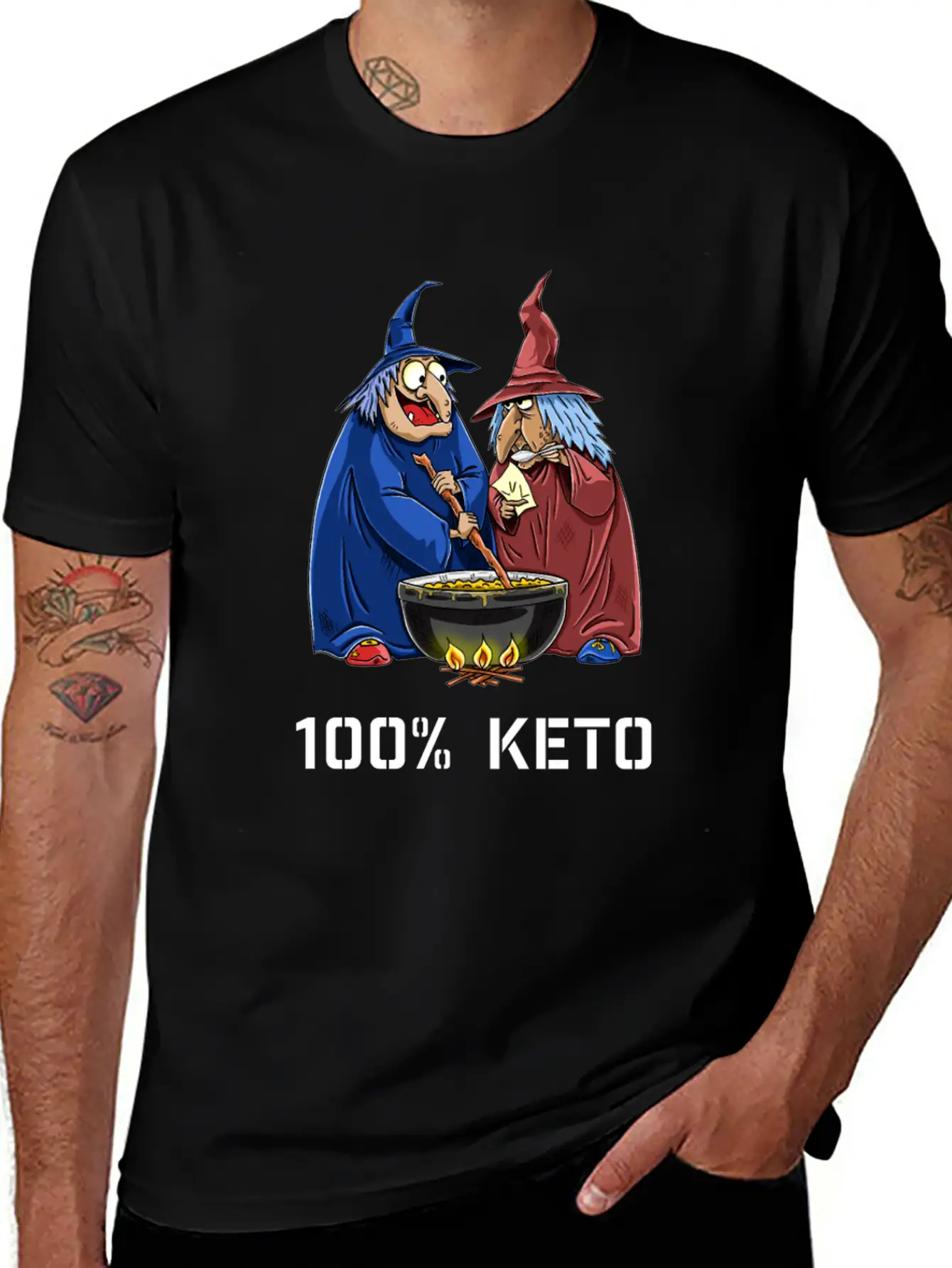 Funny 100% Keto Cooking Witches Basic Graphic T-Shirt – Daily Comfort In Soft Cotton
