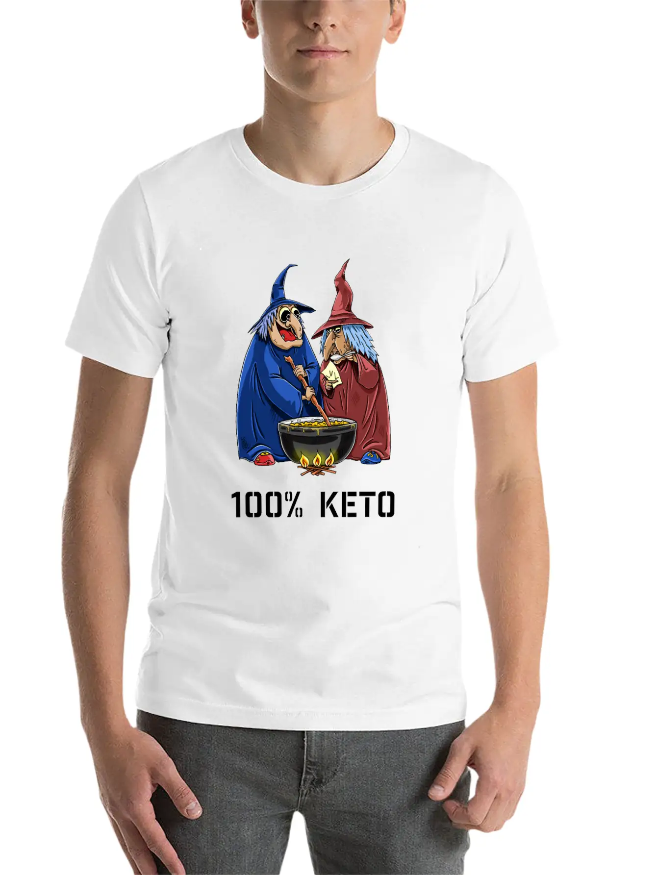 Funny 100% Keto Cooking Witches Basic Graphic T-Shirt – Daily Comfort In Soft Cotton