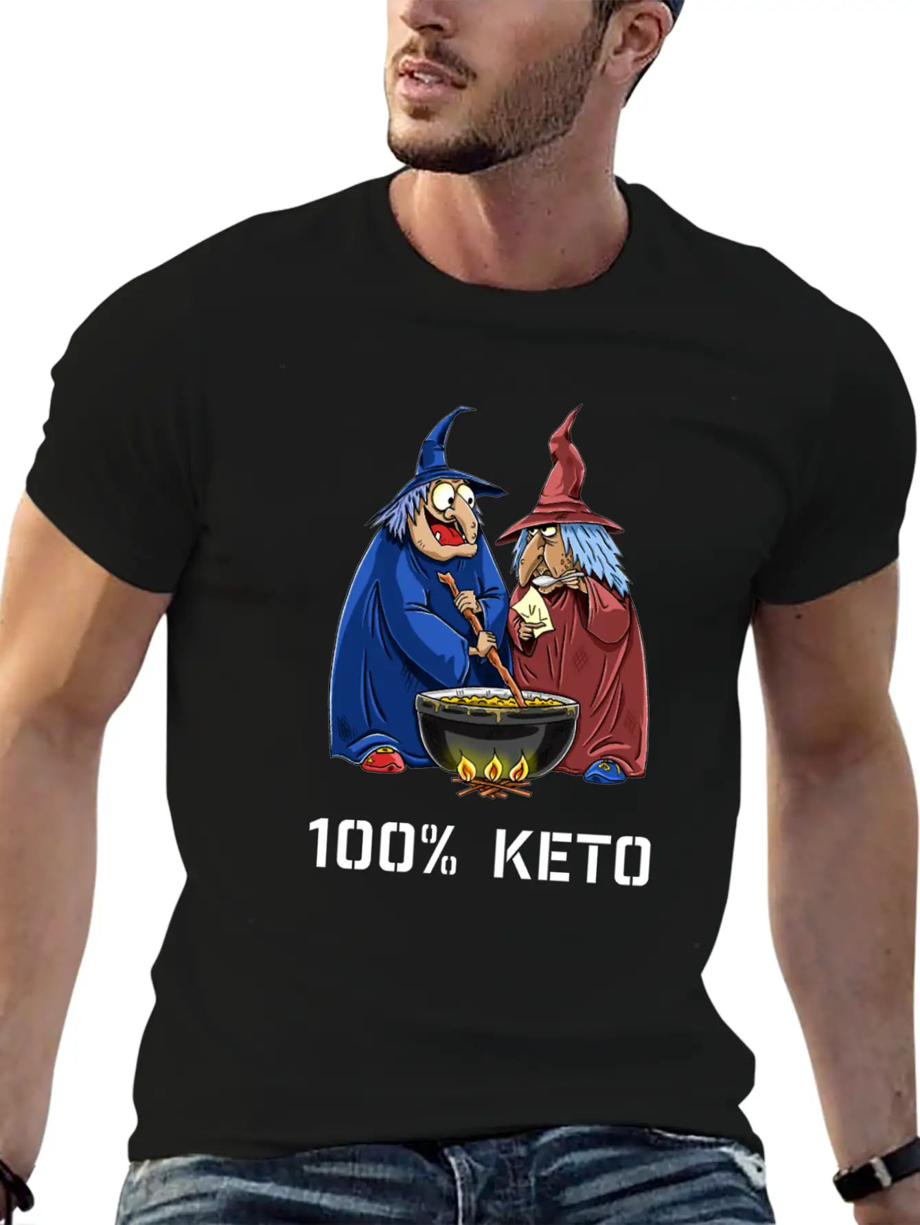 Funny 100% Keto Cooking Witches Basic Graphic T-Shirt – Daily Comfort In Soft Cotton