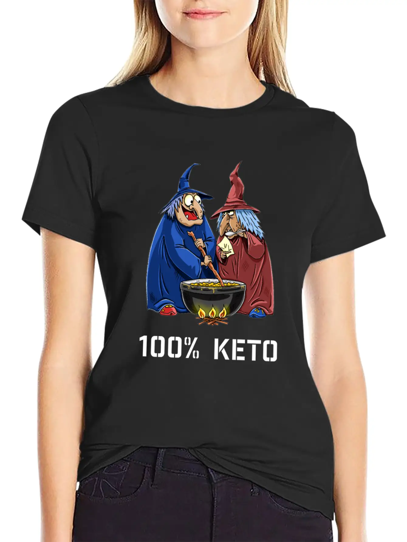 Funny 100% Keto Cooking Witches Basic Graphic T-Shirt – Daily Comfort In Soft Cotton