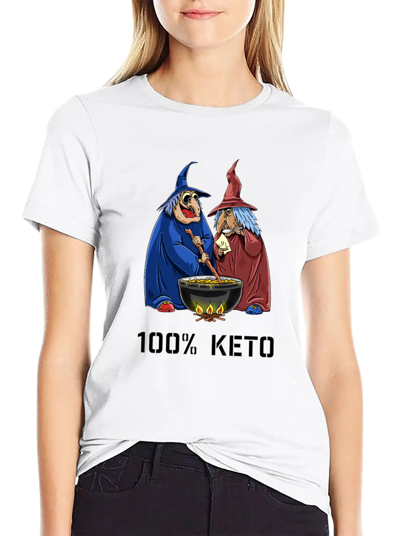 Funny 100% Keto Cooking Witches Basic Graphic T-Shirt – Daily Comfort In Soft Cotton