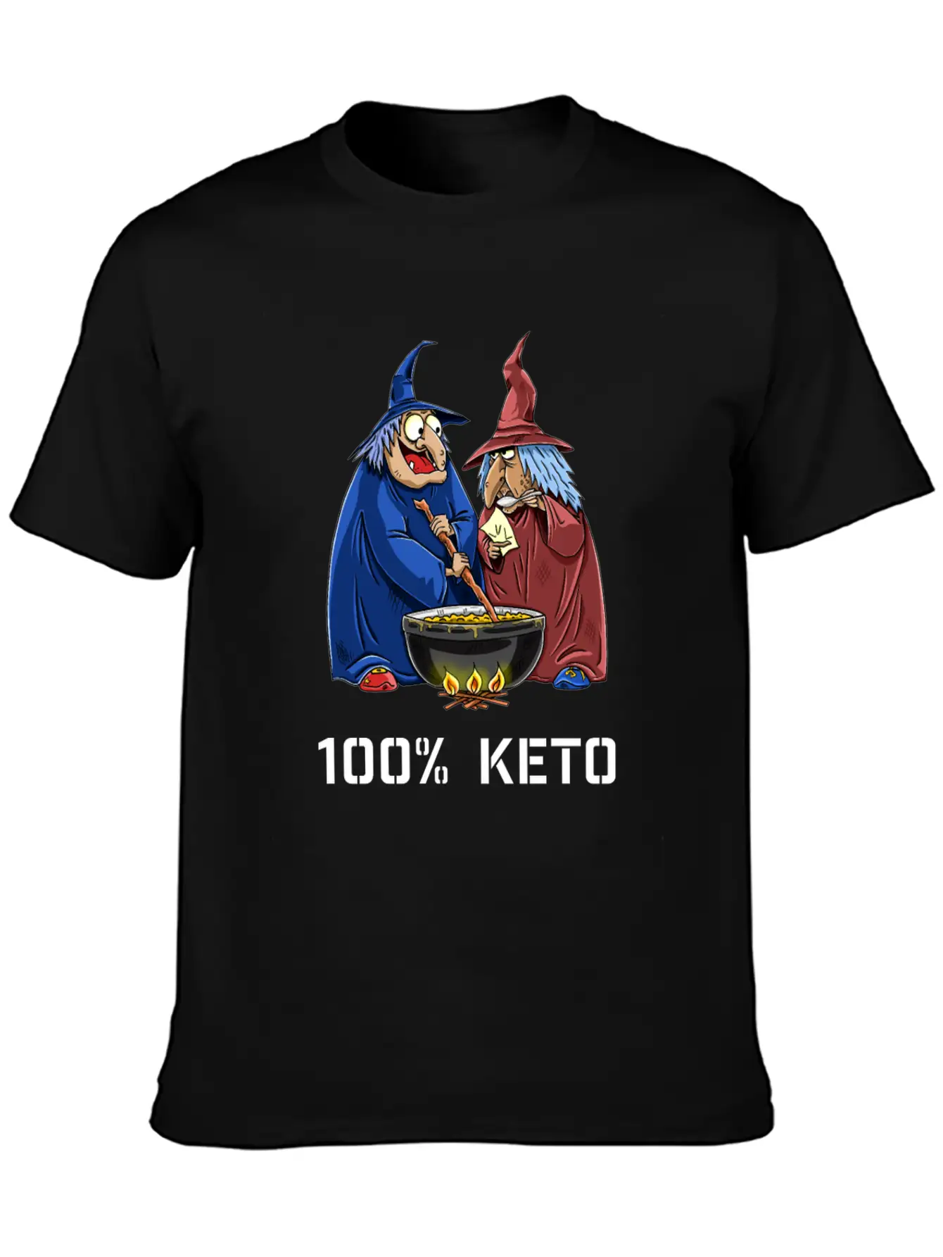 Funny 100% Keto Cooking Witches Basic Graphic T-Shirt – Daily Comfort In Soft Cotton