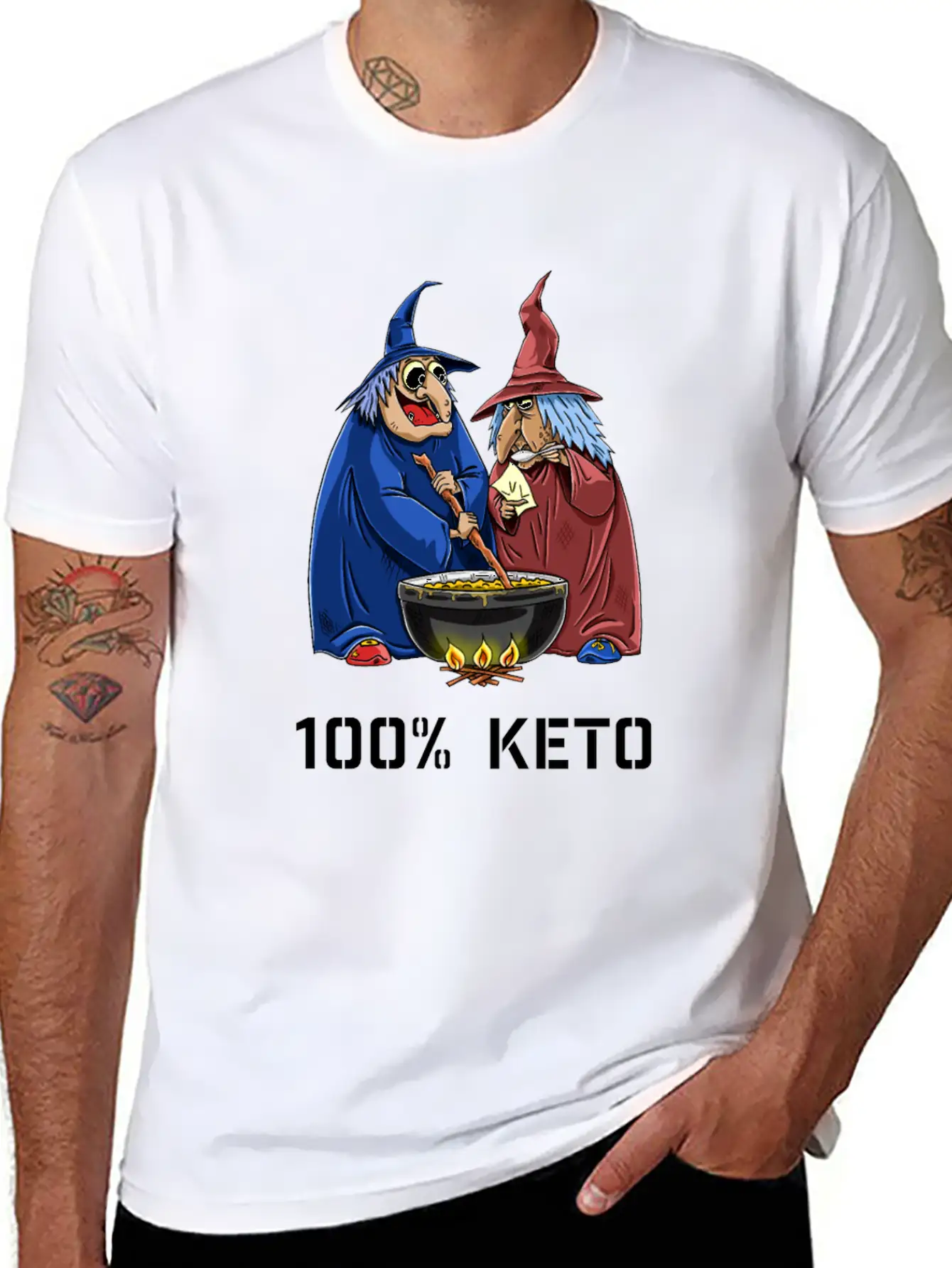 Funny 100% Keto Cooking Witches Basic Graphic T-Shirt – Daily Comfort In Soft Cotton