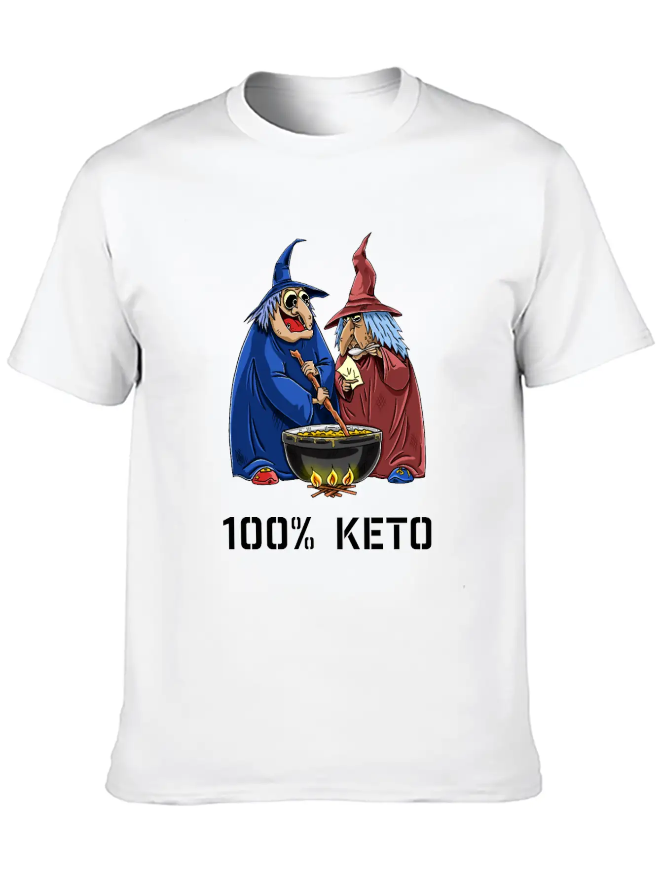 Funny 100% Keto Cooking Witches Basic Graphic T-Shirt – Daily Comfort In Soft Cotton