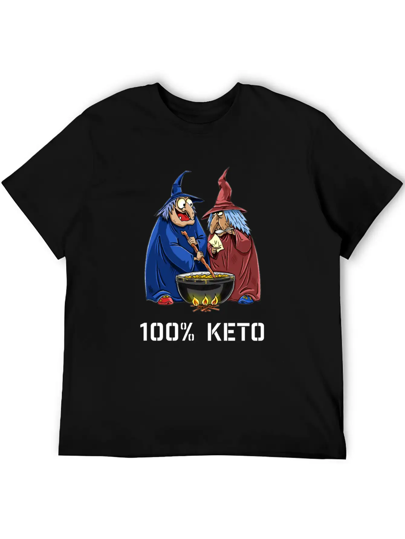 Funny 100% Keto Cooking Witches Basic Graphic T-Shirt – Daily Comfort In Soft Cotton