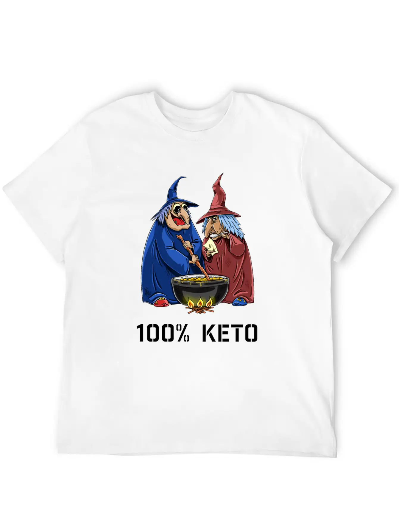 Funny 100% Keto Cooking Witches Basic Graphic T-Shirt – Daily Comfort In Soft Cotton