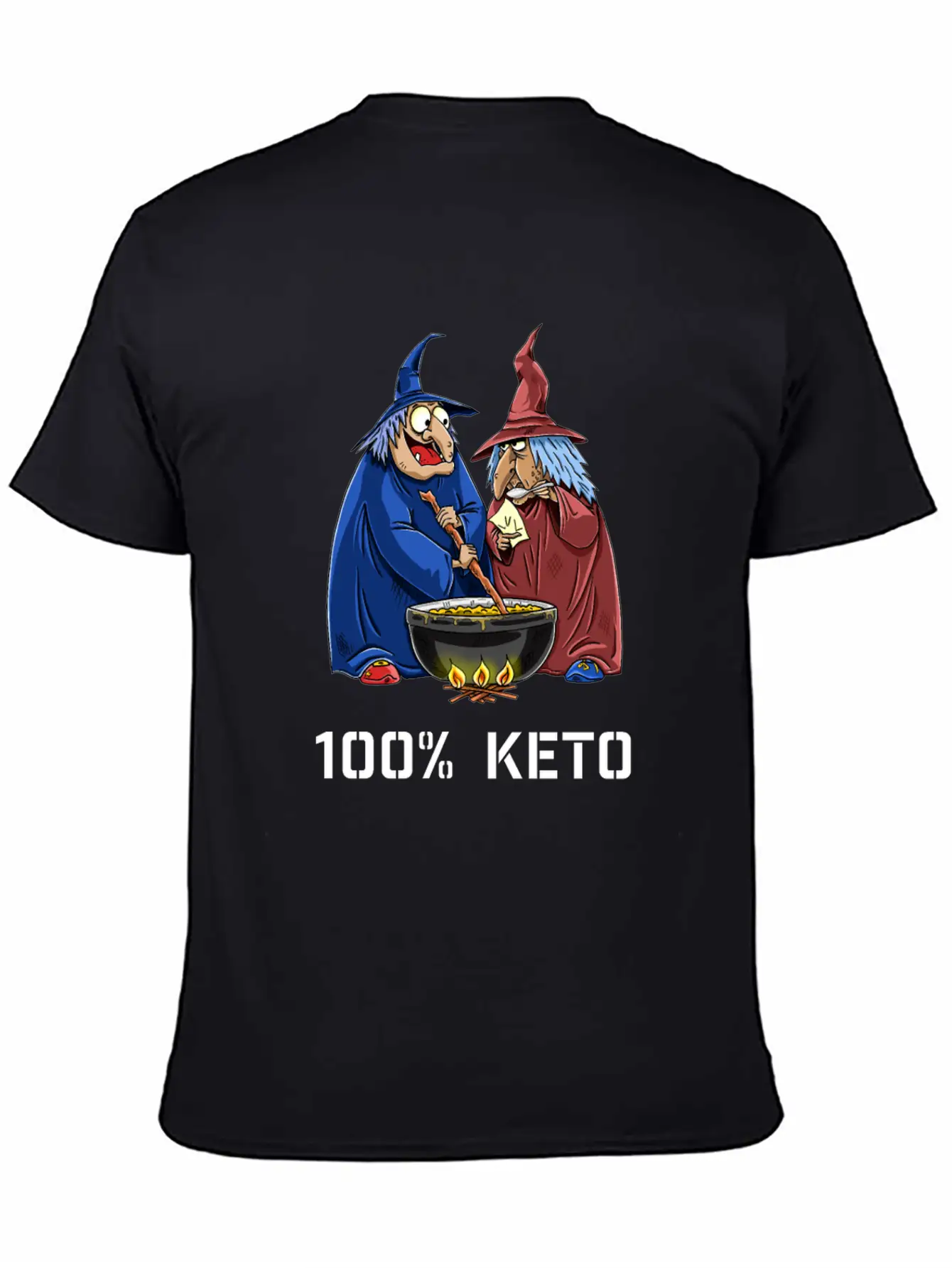 Funny 100% Keto Cooking Witches Basic Graphic T-Shirt – Daily Comfort In Soft Cotton