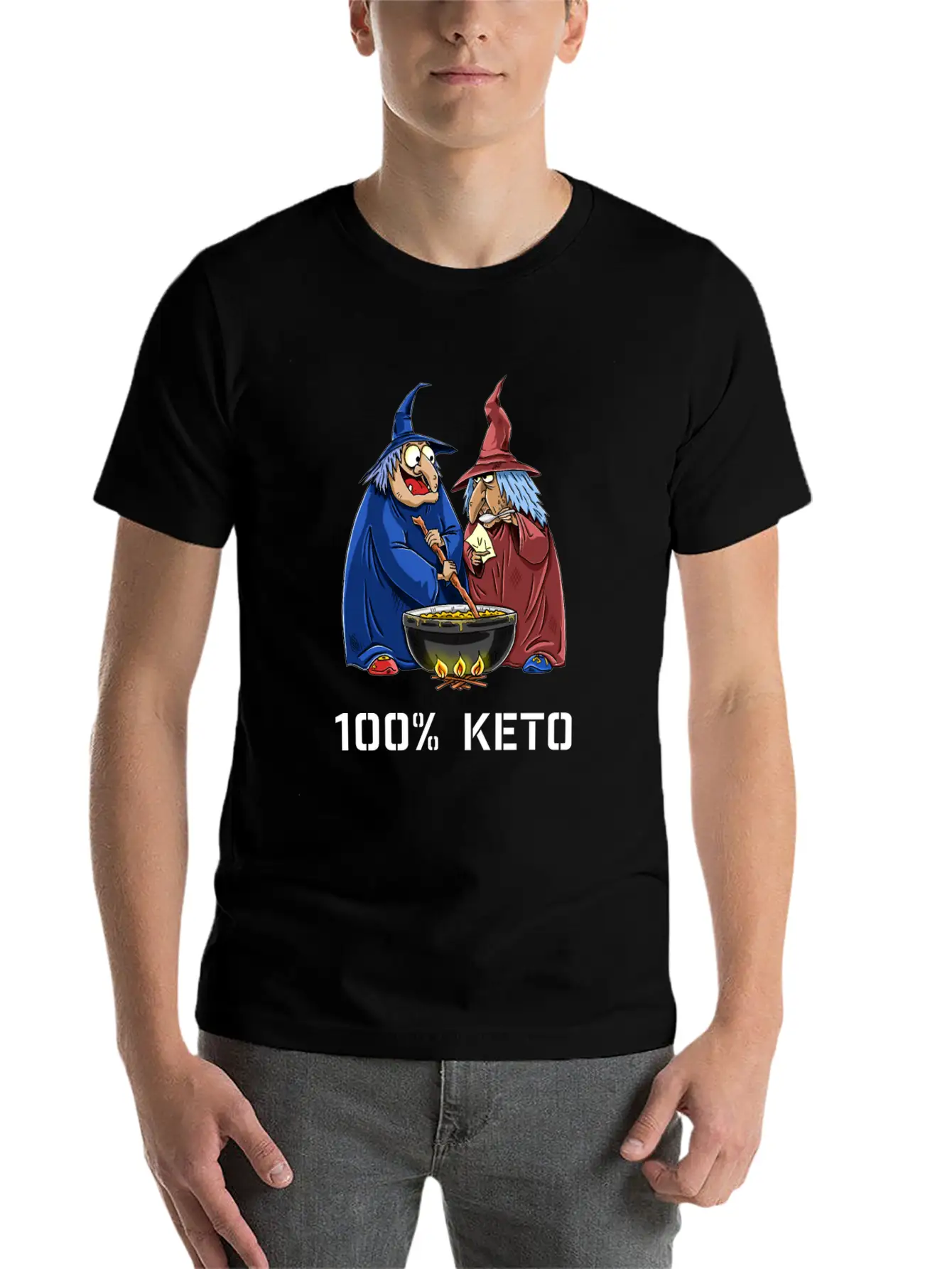 Funny 100% Keto Cooking Witches Basic Graphic T-Shirt – Daily Comfort In Soft Cotton