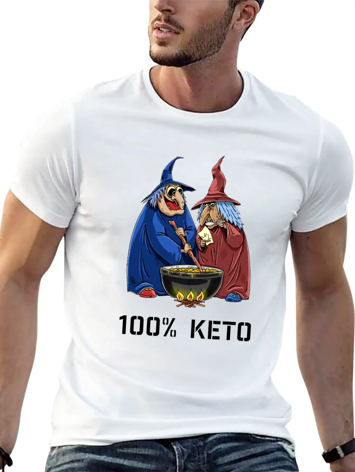 Funny 100% Keto Cooking Witches Basic Graphic T-Shirt – Daily Comfort In Soft Cotton