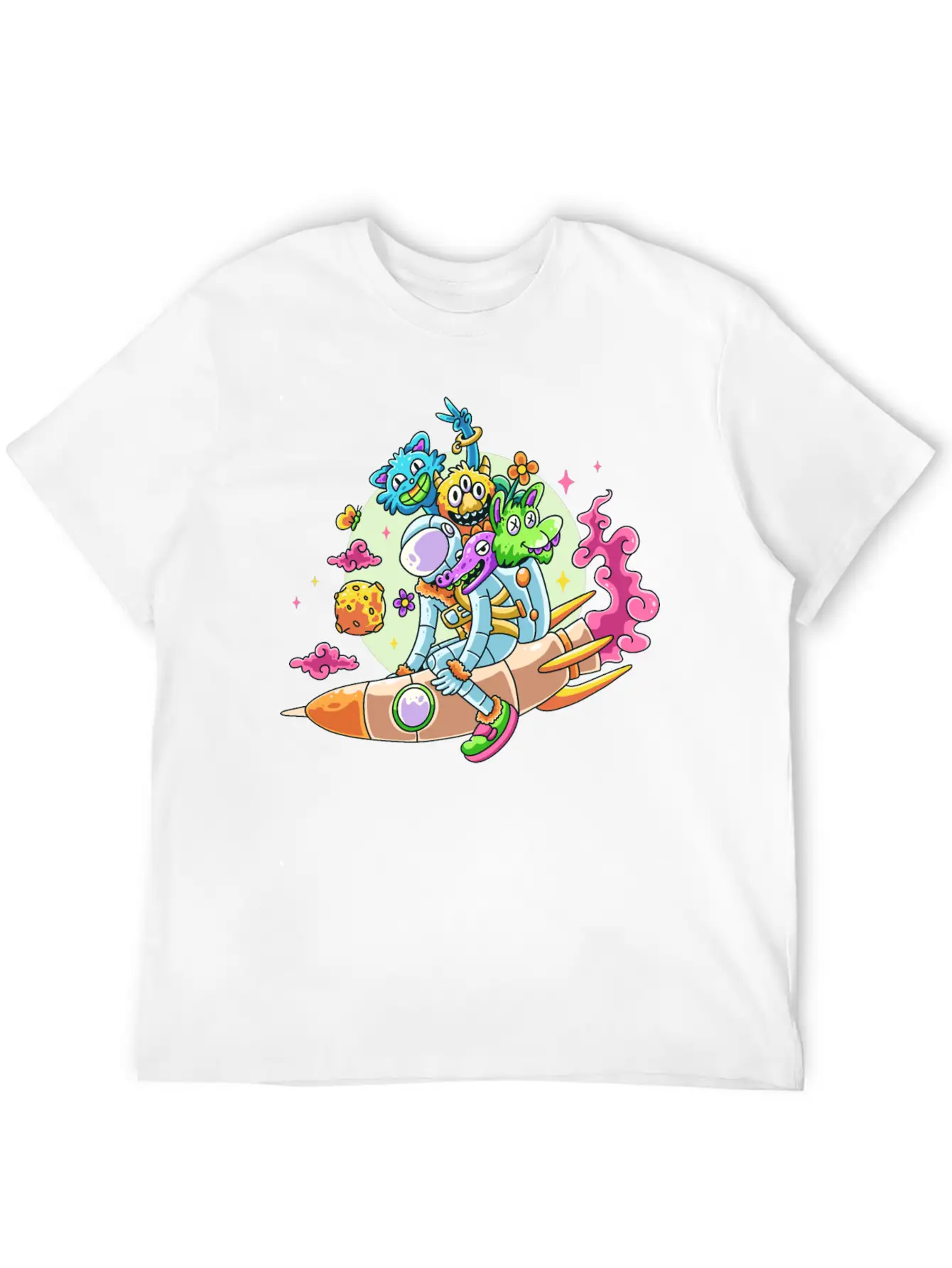 Funny Astronaut Doodle Basic Graphic T-Shirt – Daily Comfort In Soft Cotton