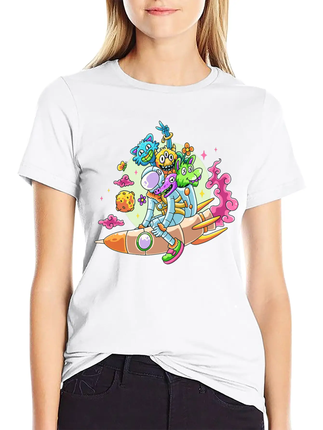 Funny Astronaut Doodle Basic Graphic T-Shirt – Daily Comfort In Soft Cotton