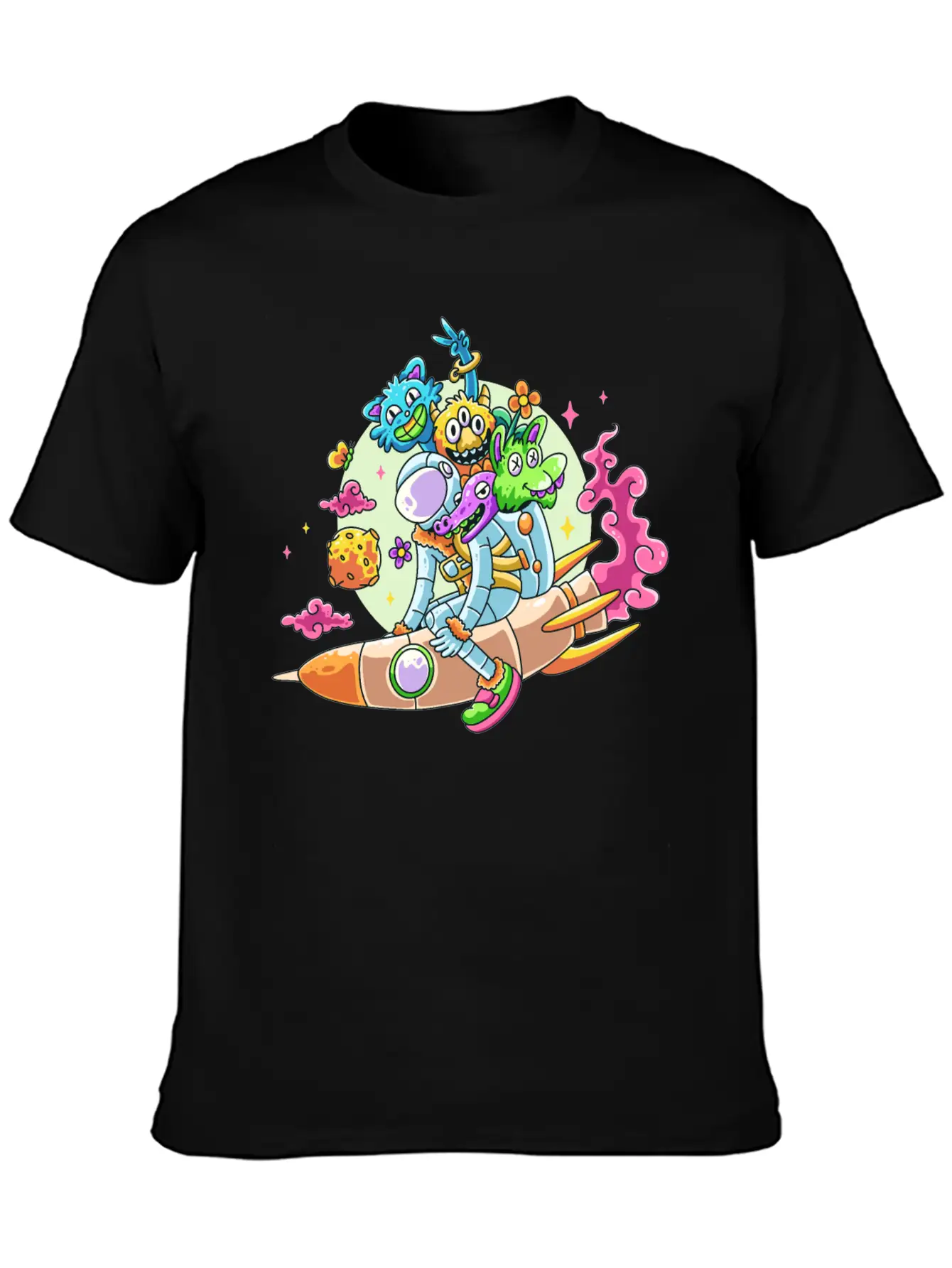 Funny Astronaut Doodle Basic Graphic T-Shirt – Daily Comfort In Soft Cotton