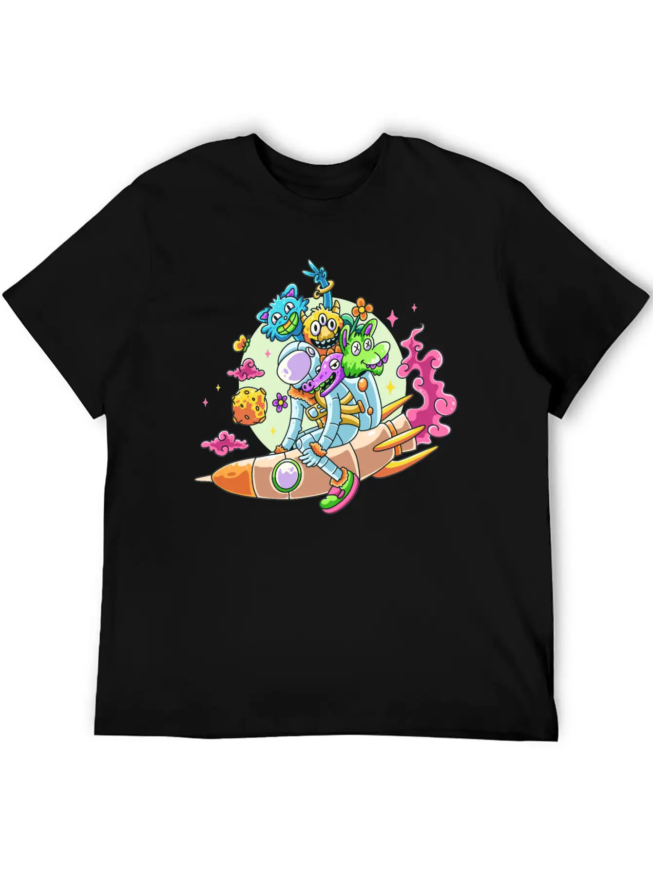Funny Astronaut Doodle Basic Graphic T-Shirt – Daily Comfort In Soft Cotton