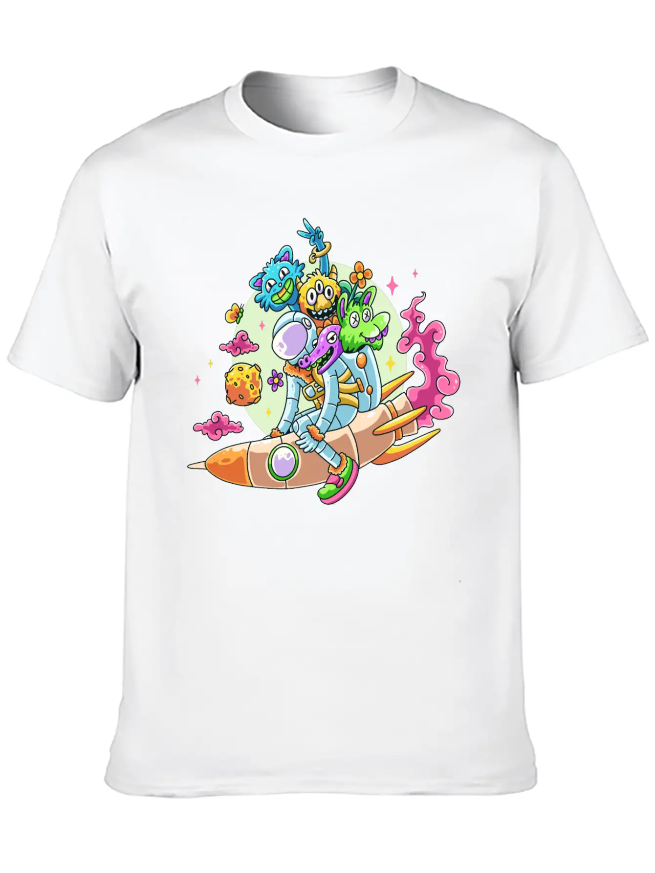 Funny Astronaut Doodle Basic Graphic T-Shirt – Daily Comfort In Soft Cotton
