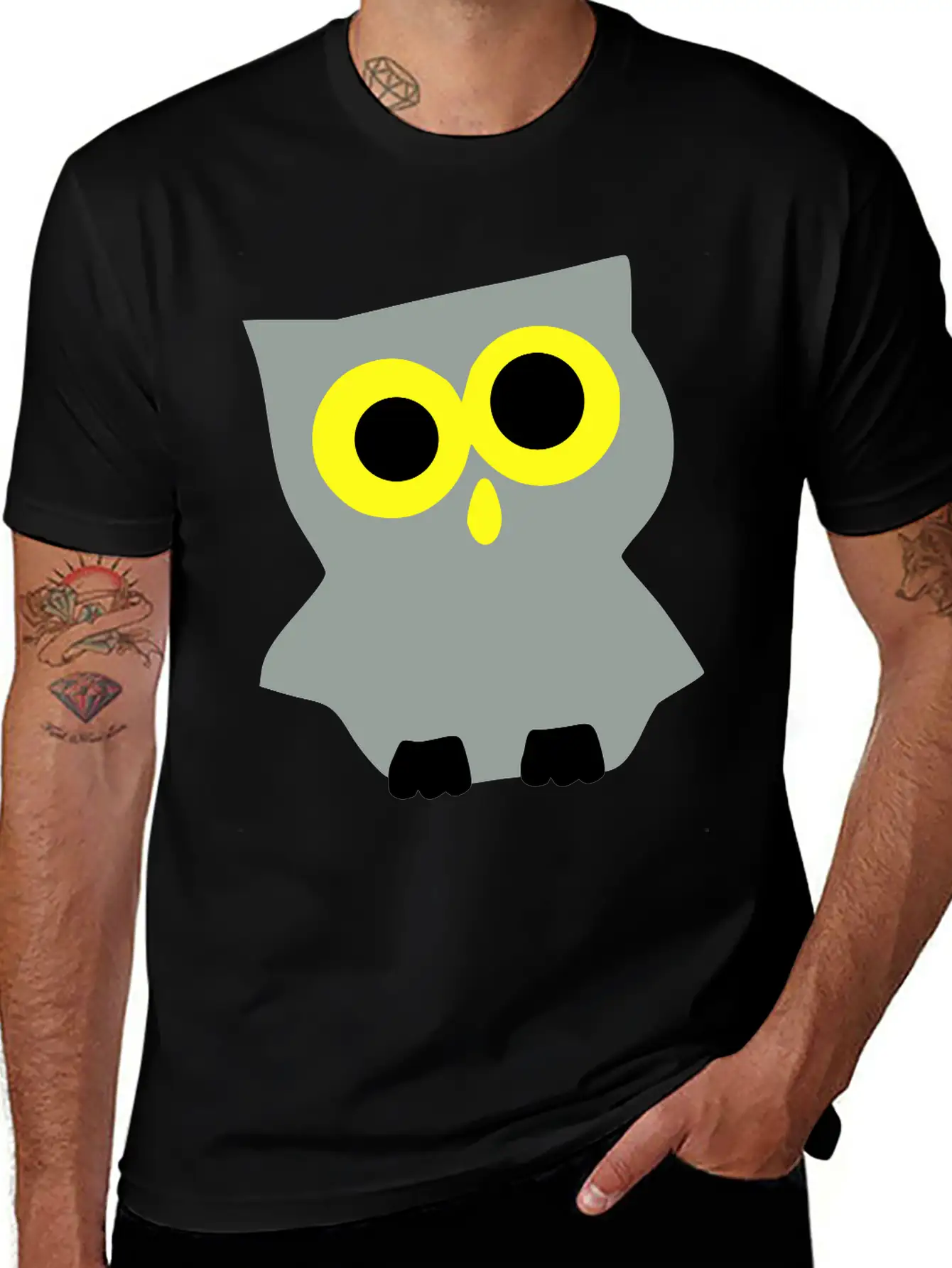 Funny_baby_owl_vector Art Unisex Short Sleeve Soft Cotton T-Shirt – Casual Everyday Wear