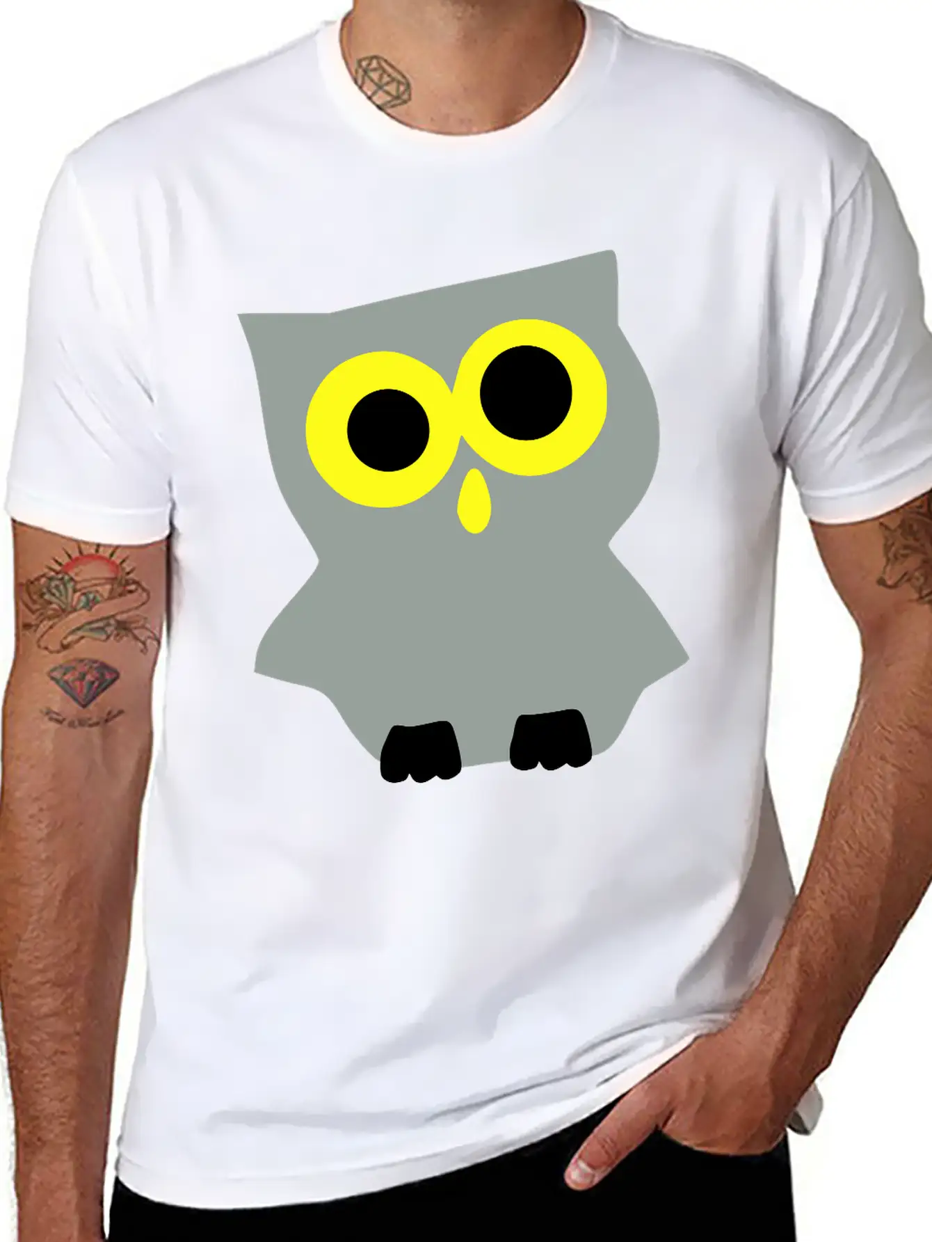 Funny_baby_owl_vector Art Unisex Short Sleeve Soft Cotton T-Shirt – Casual Everyday Wear