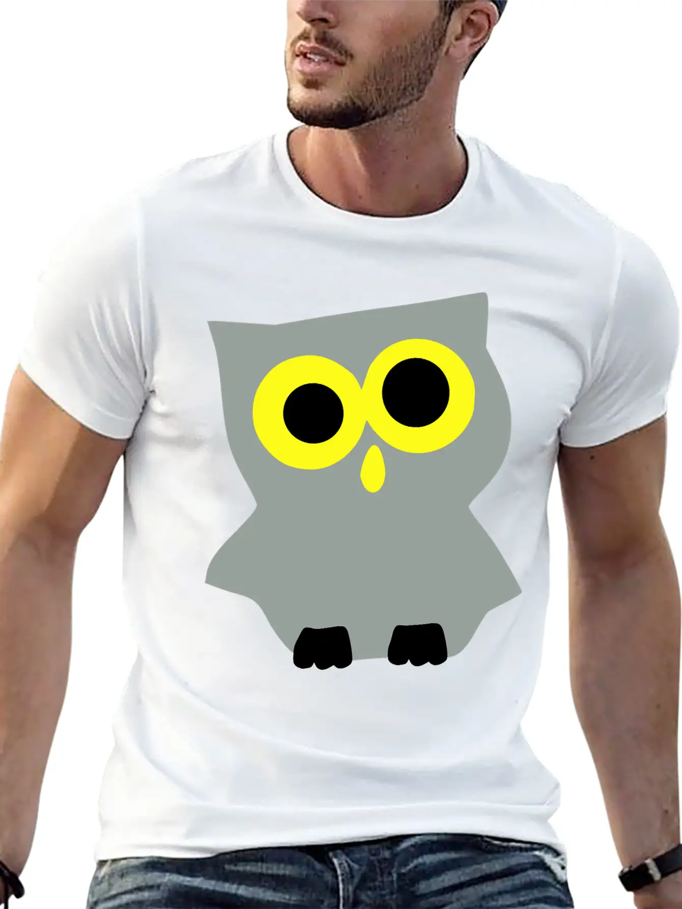 Funny_baby_owl_vector Art Unisex Short Sleeve Soft Cotton T-Shirt – Casual Everyday Wear