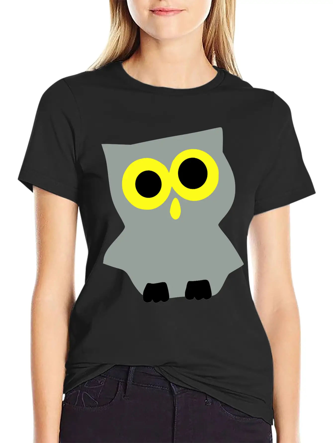 Funny_baby_owl_vector Art Unisex Short Sleeve Soft Cotton T-Shirt – Casual Everyday Wear