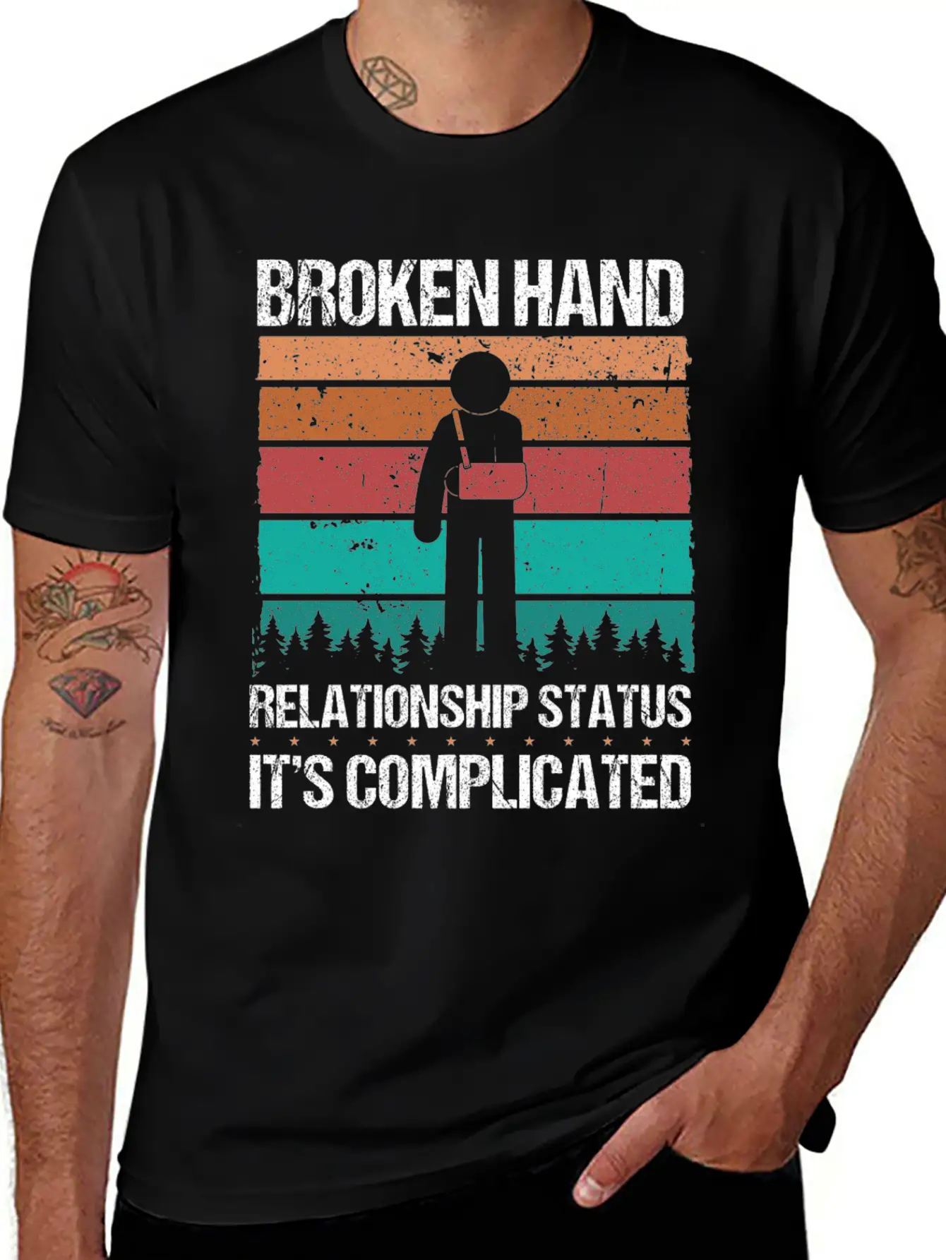 Funny Broken Hand Survivor Broken Hand Recovery Unisex Short Sleeve Soft Cotton T-Shirt – Casual Everyday Wear