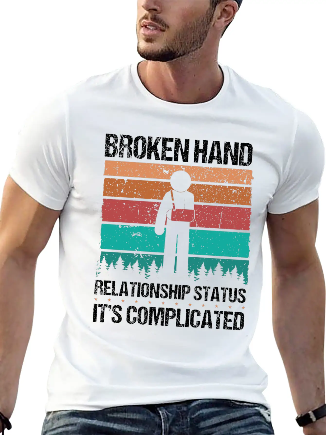 Funny Broken Hand Survivor Broken Hand Recovery Unisex Short Sleeve Soft Cotton T-Shirt – Casual Everyday Wear