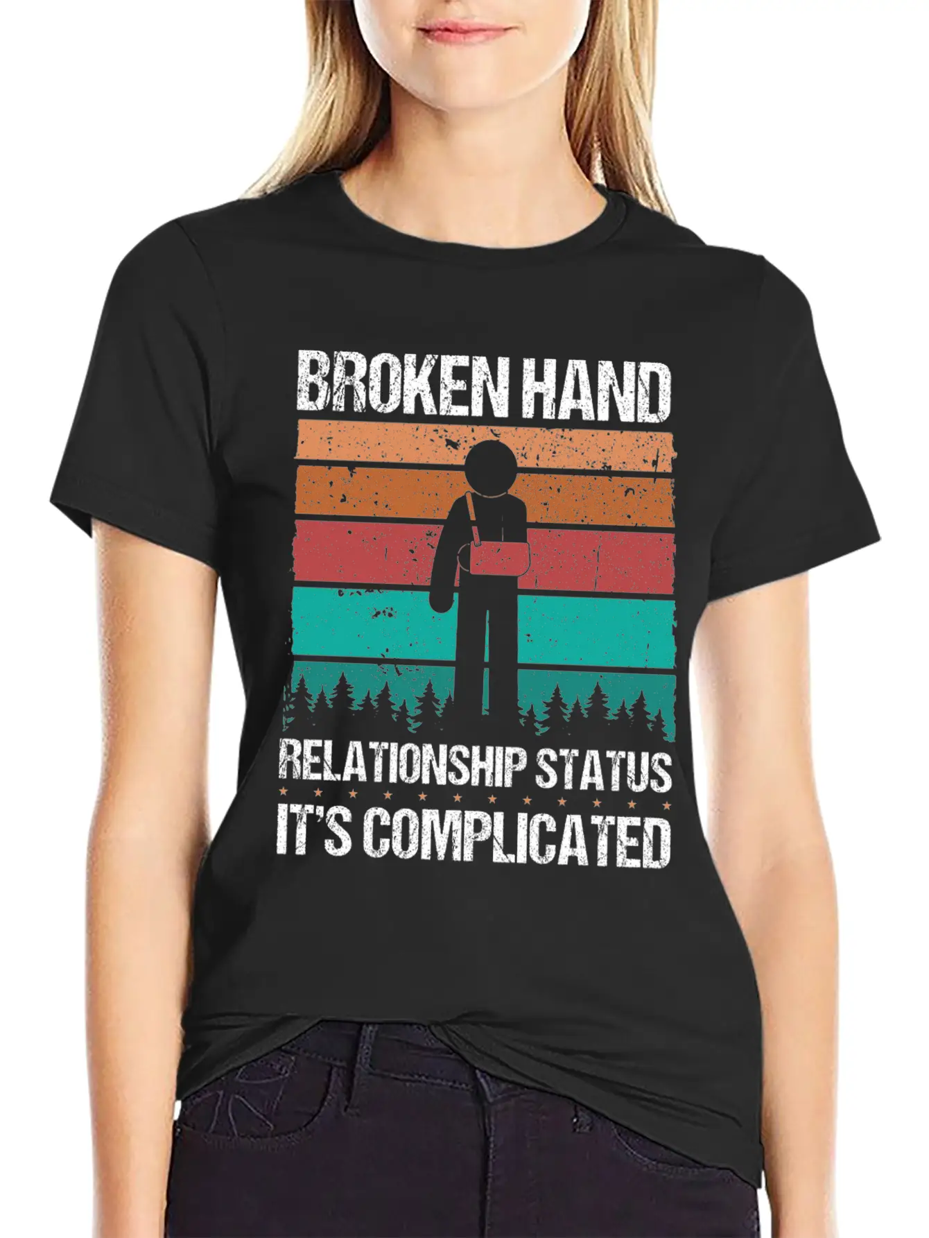 Funny Broken Hand Survivor Broken Hand Recovery Unisex Short Sleeve Soft Cotton T-Shirt – Casual Everyday Wear