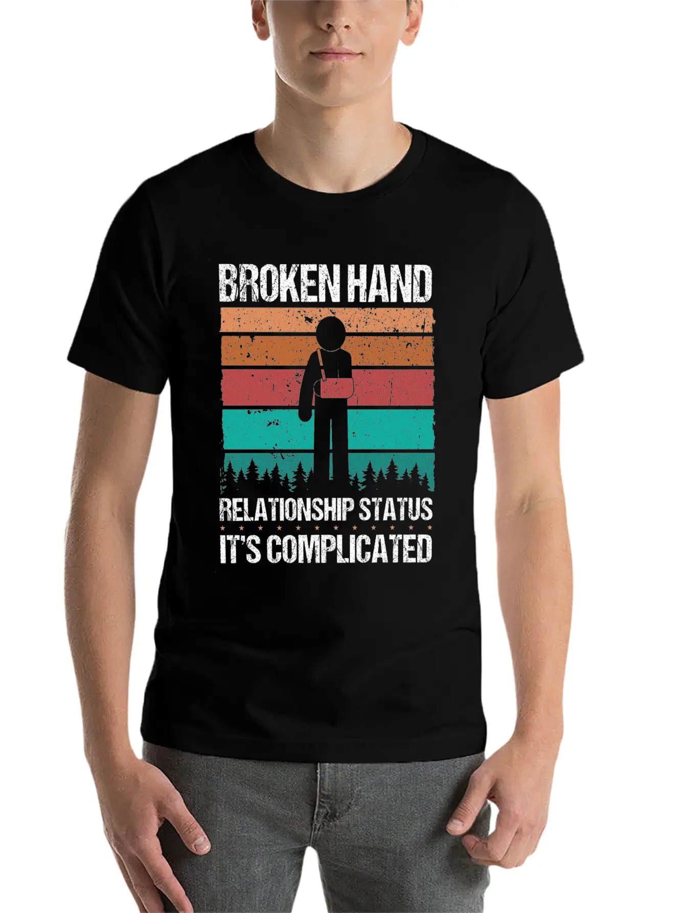 Funny Broken Hand Survivor Broken Hand Recovery Unisex Short Sleeve Soft Cotton T-Shirt – Casual Everyday Wear